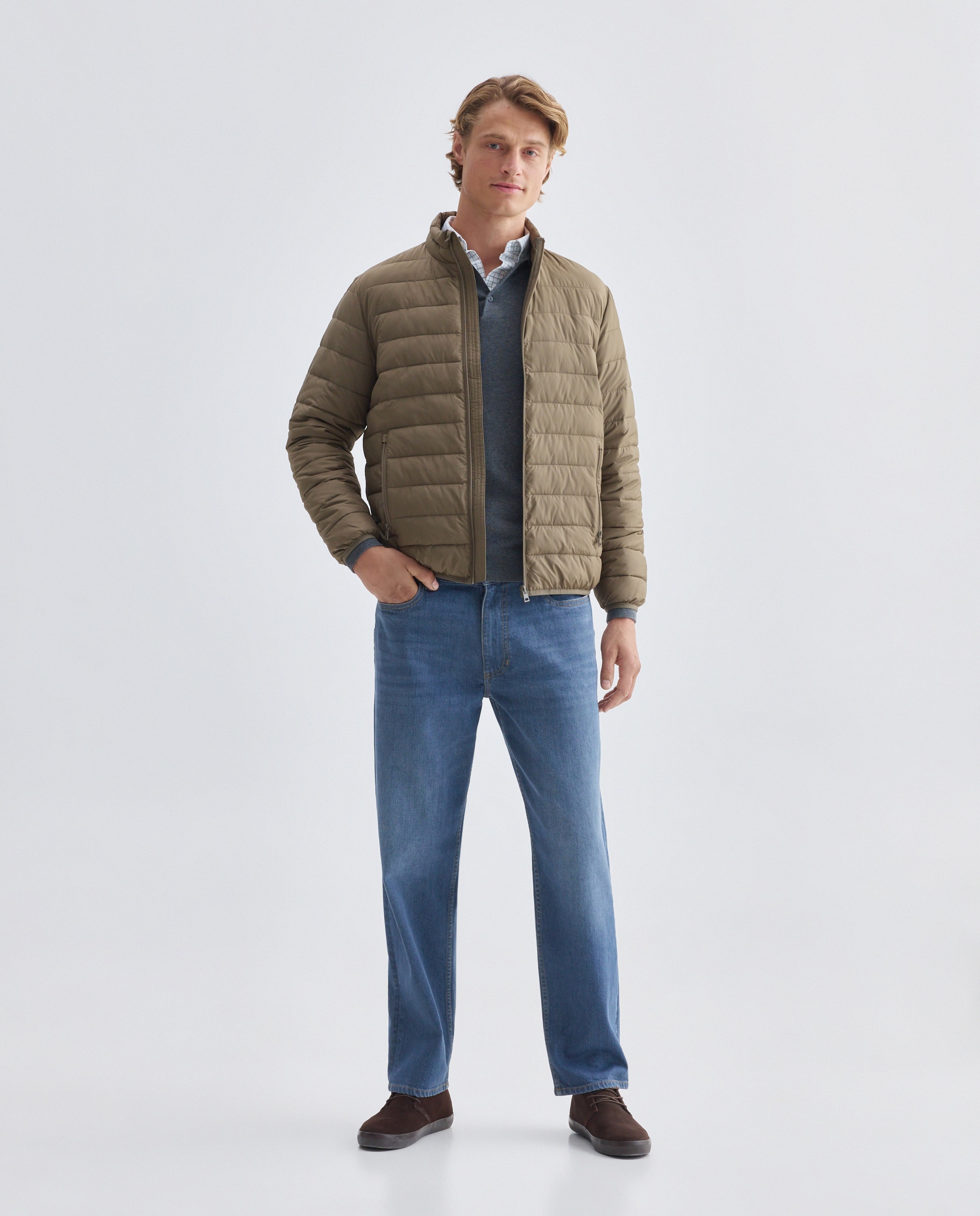 Chaqueta hombre ultraligera con relleno reciclado 520 Kaki-2
