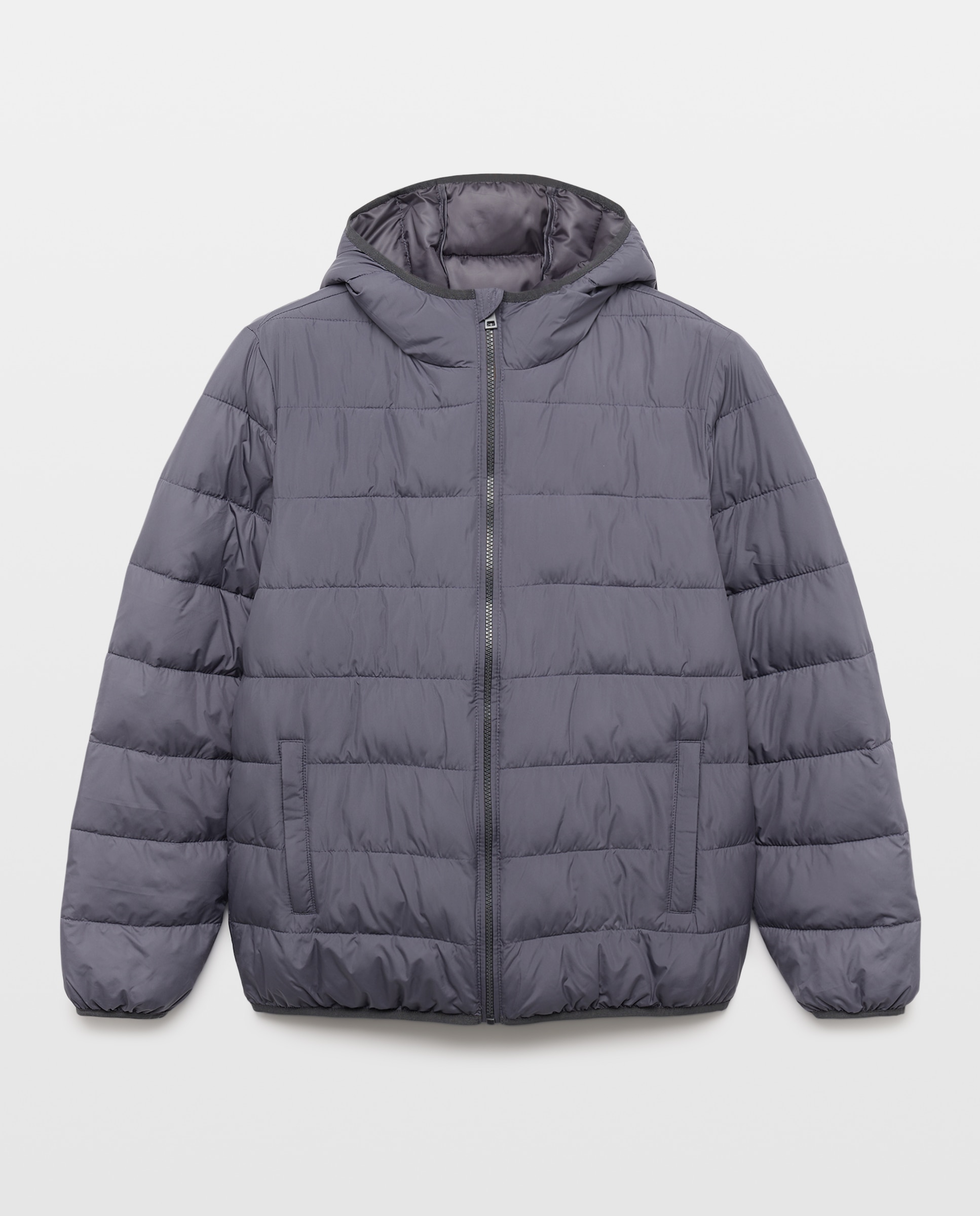 Chaqueta hombre ultraligera con capucha y relleno reciclado 830 Antracita-4