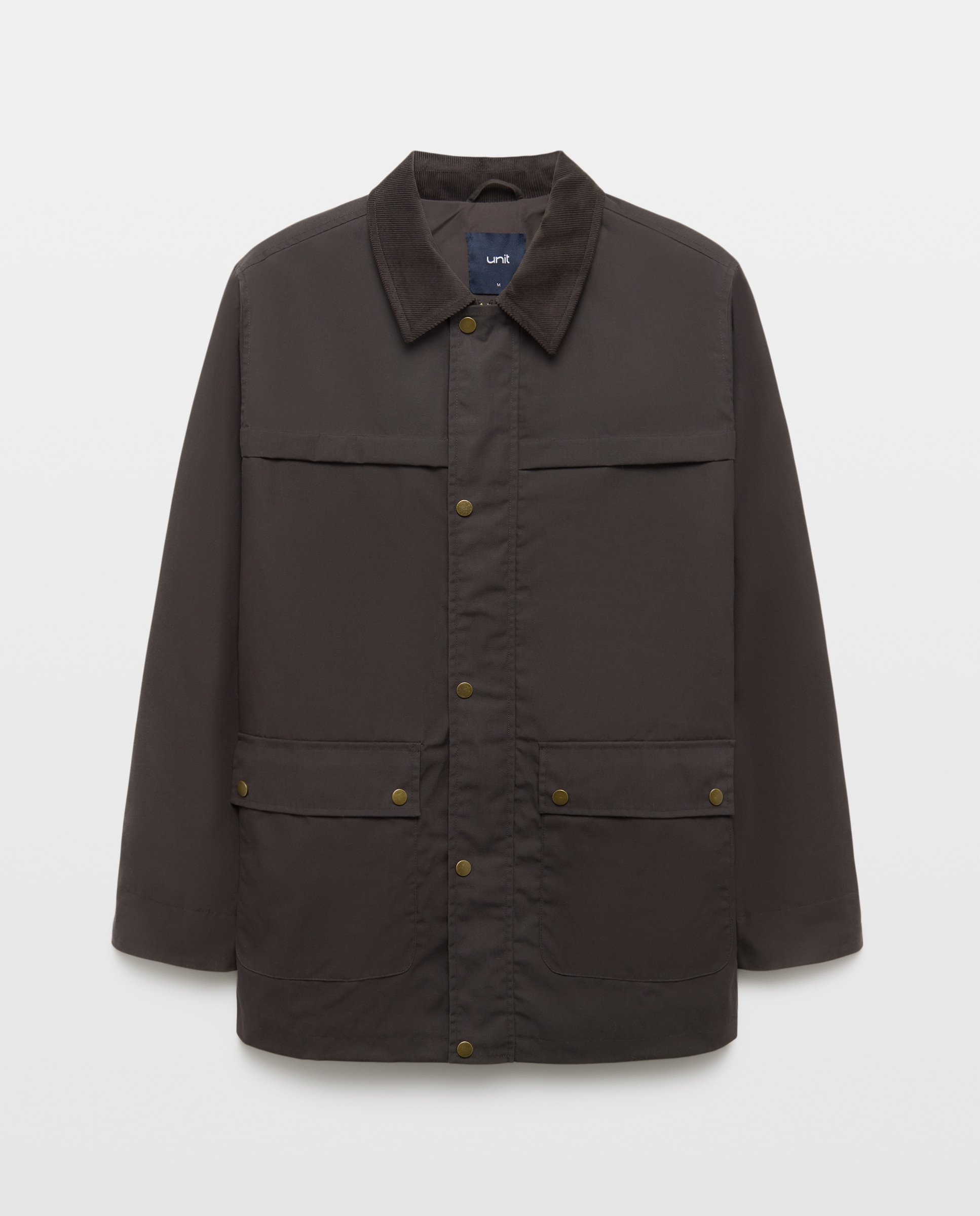 Chaqueta hombre encerada con cuello pana Marrón-4