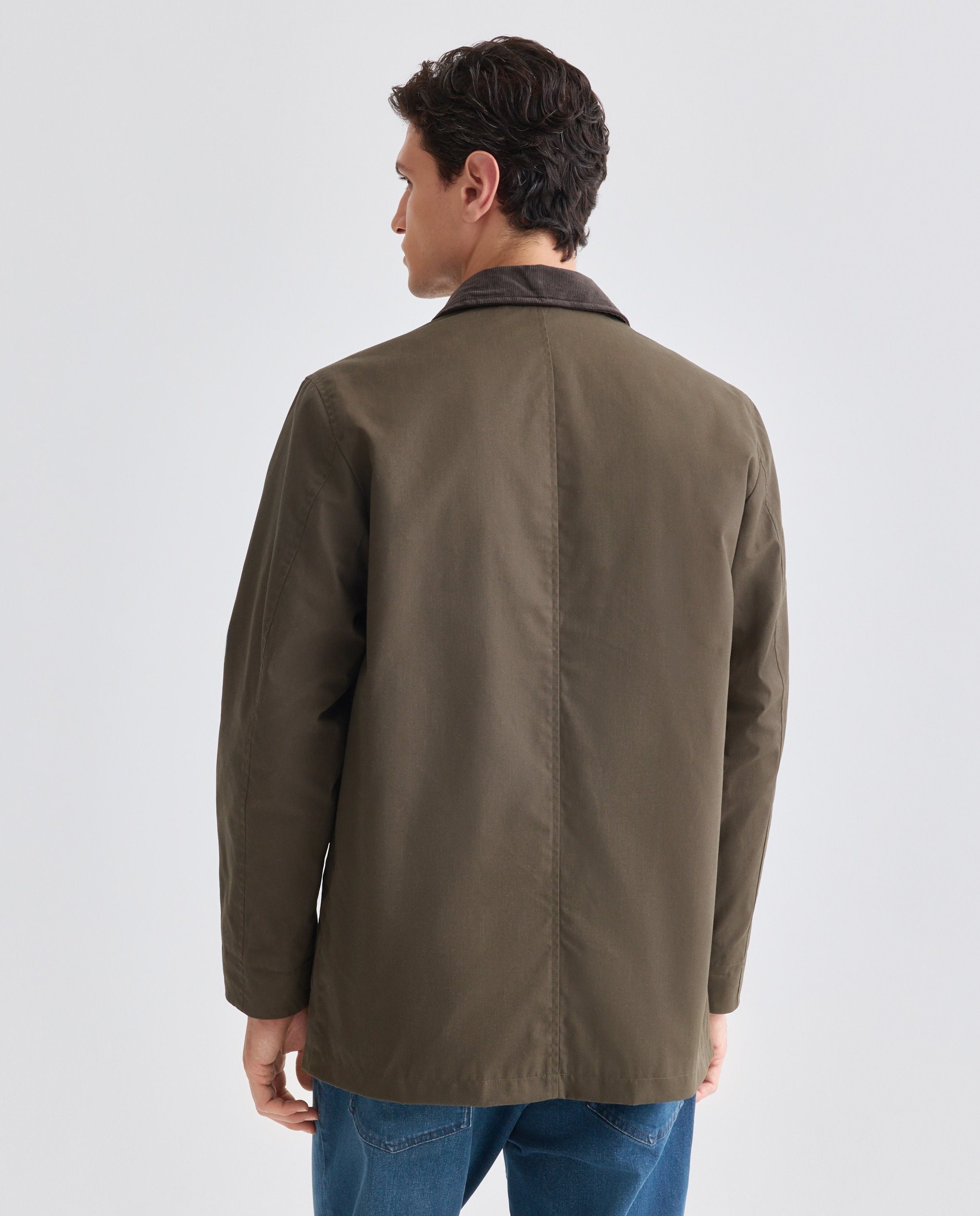 Chaqueta hombre encerada con cuello pana 520 Kaki-3