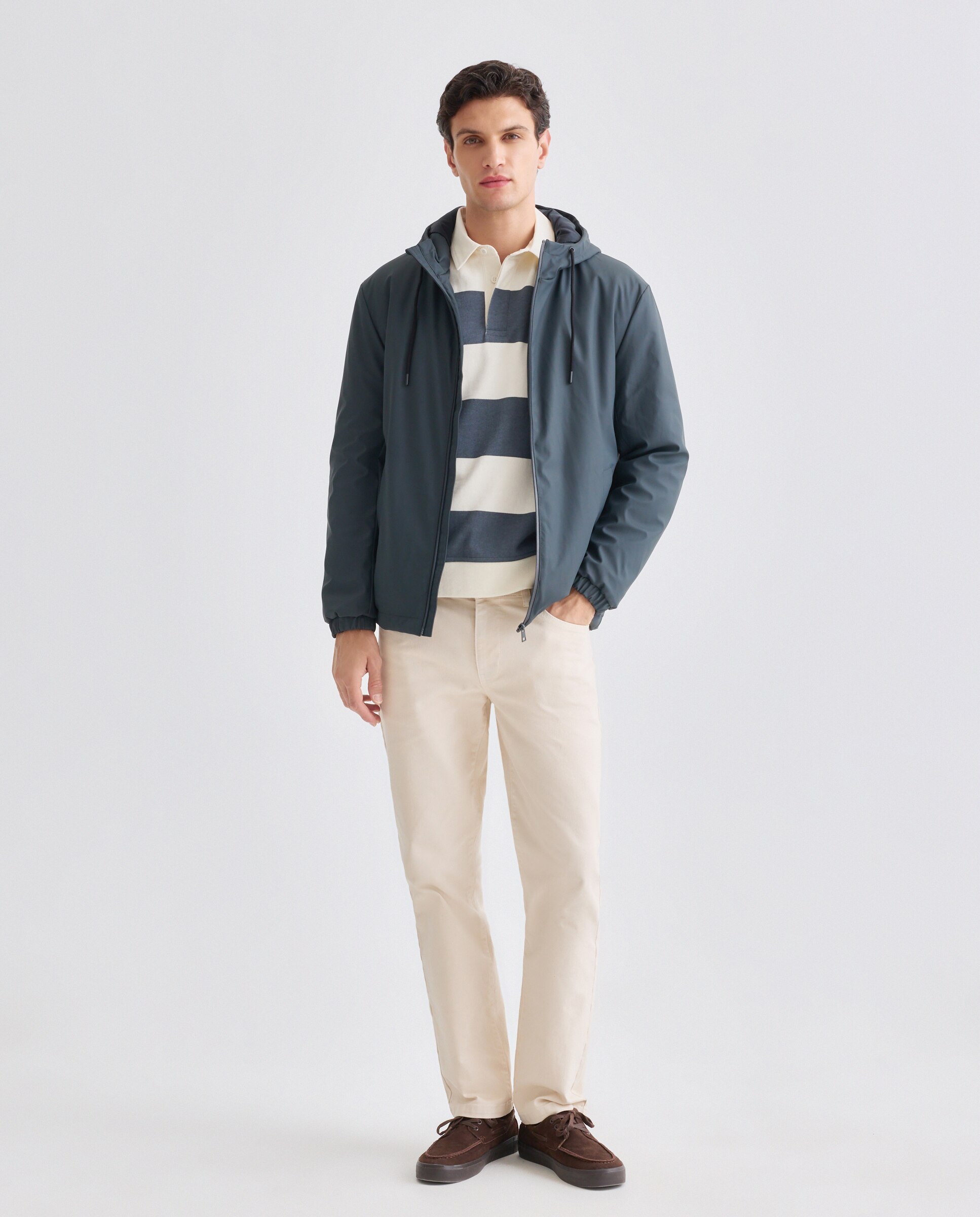 Chaqueta hombre engomada con capucha 471 Índigo-2
