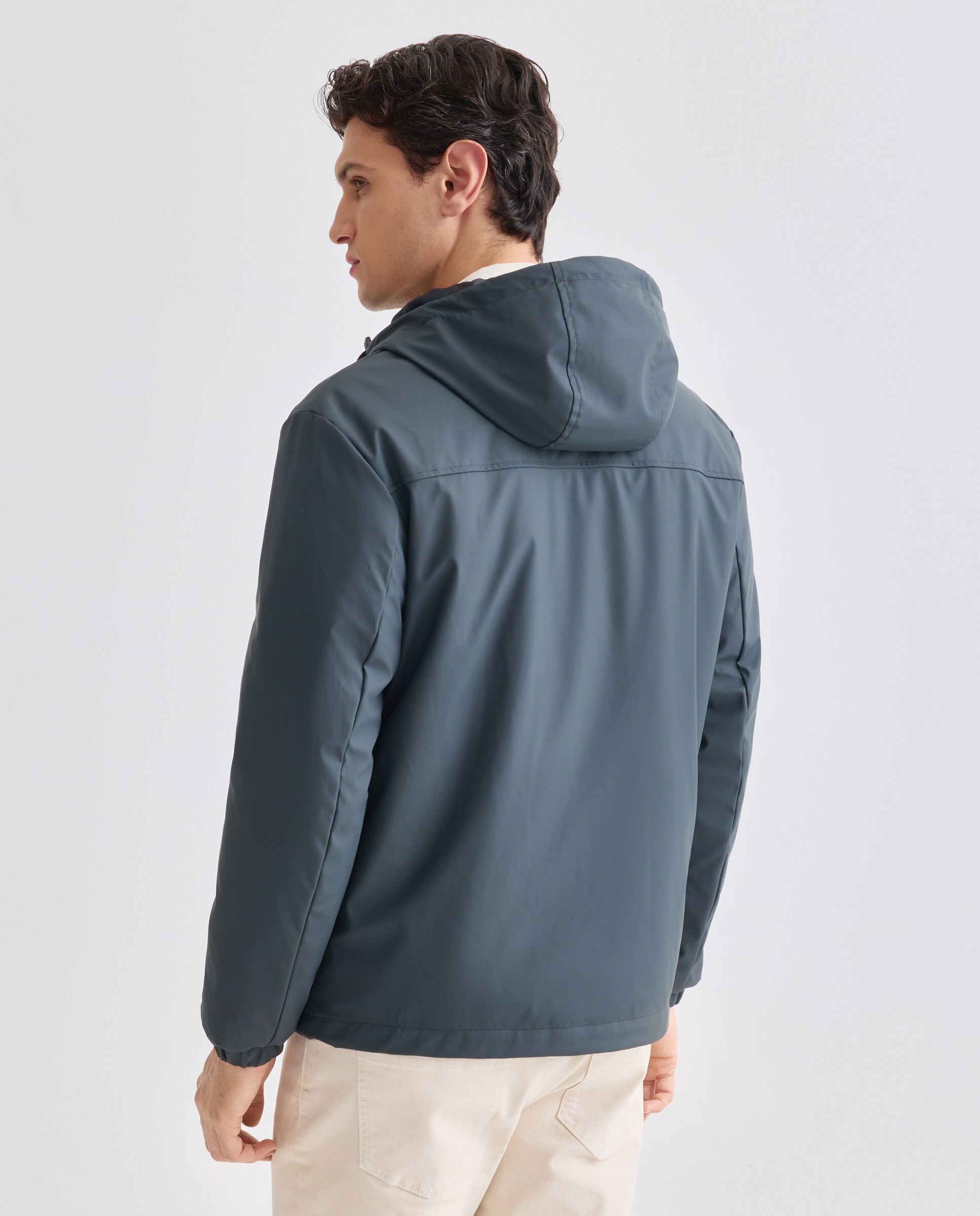 Chaqueta hombre engomada con capucha 471 Índigo-3