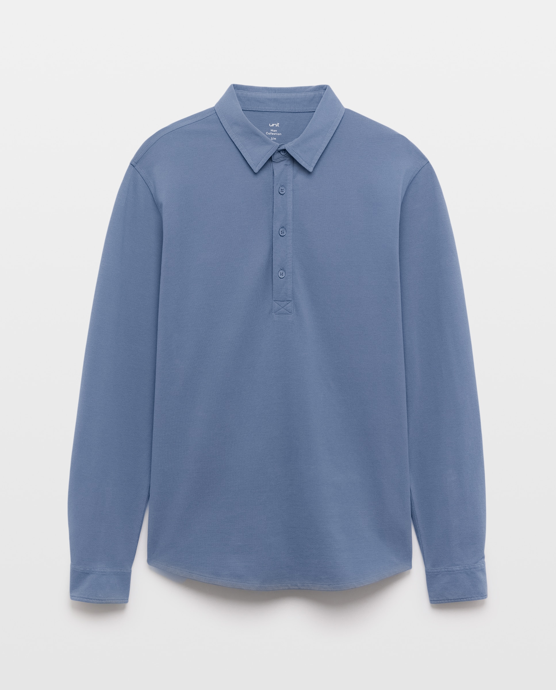 Polo de hombre pique polera liso 400 Azul-4