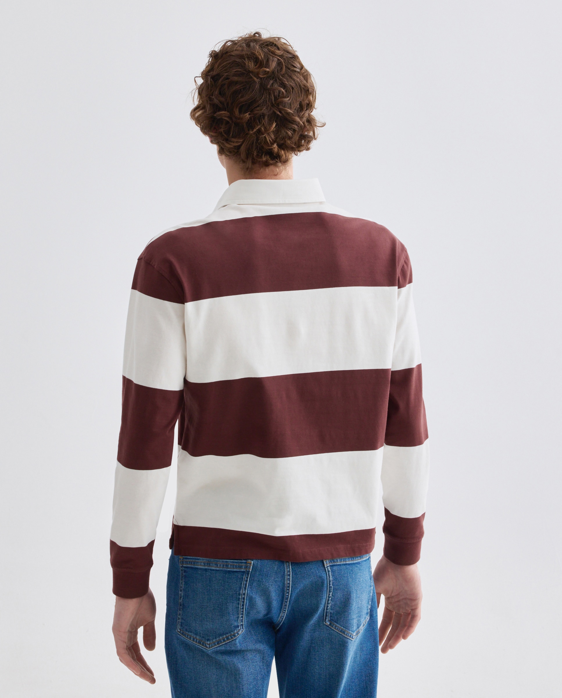 Polo de hombre rugby rayas anchas Burdeos-3