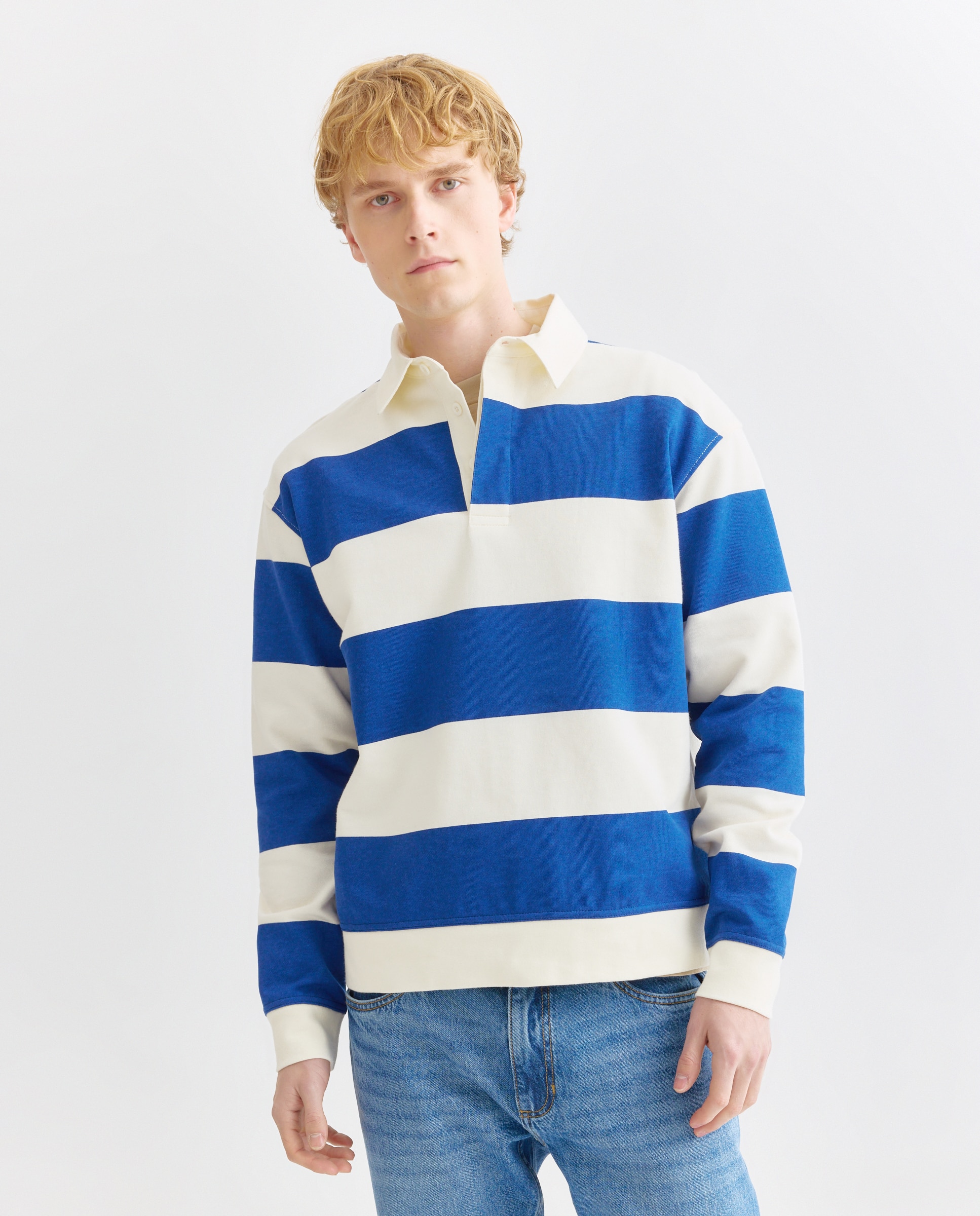 Imagen 0 de Sudadera de hombre cuello polo rugby rayas