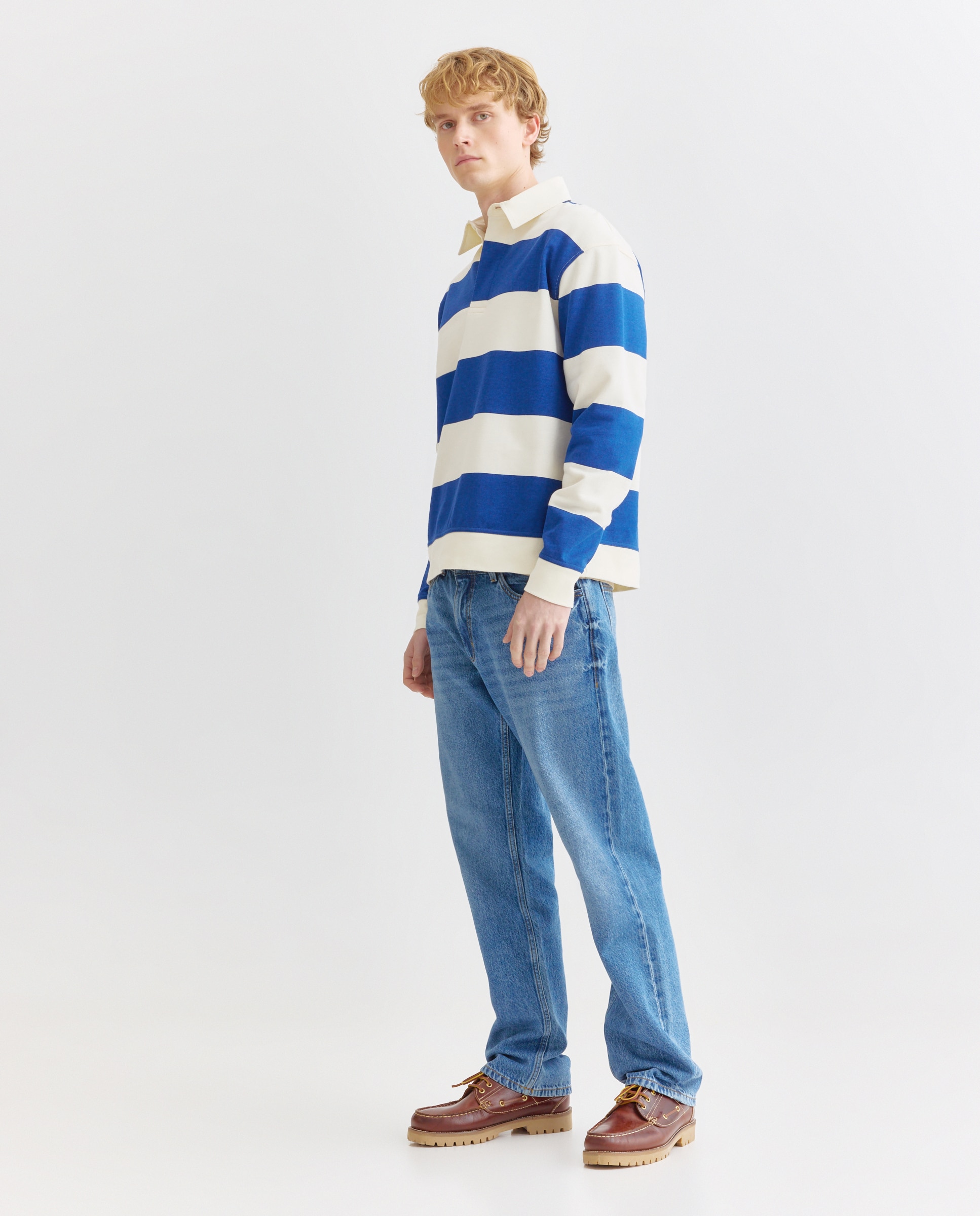 Sudadera de hombre cuello polo rugby rayas Pistacho-2