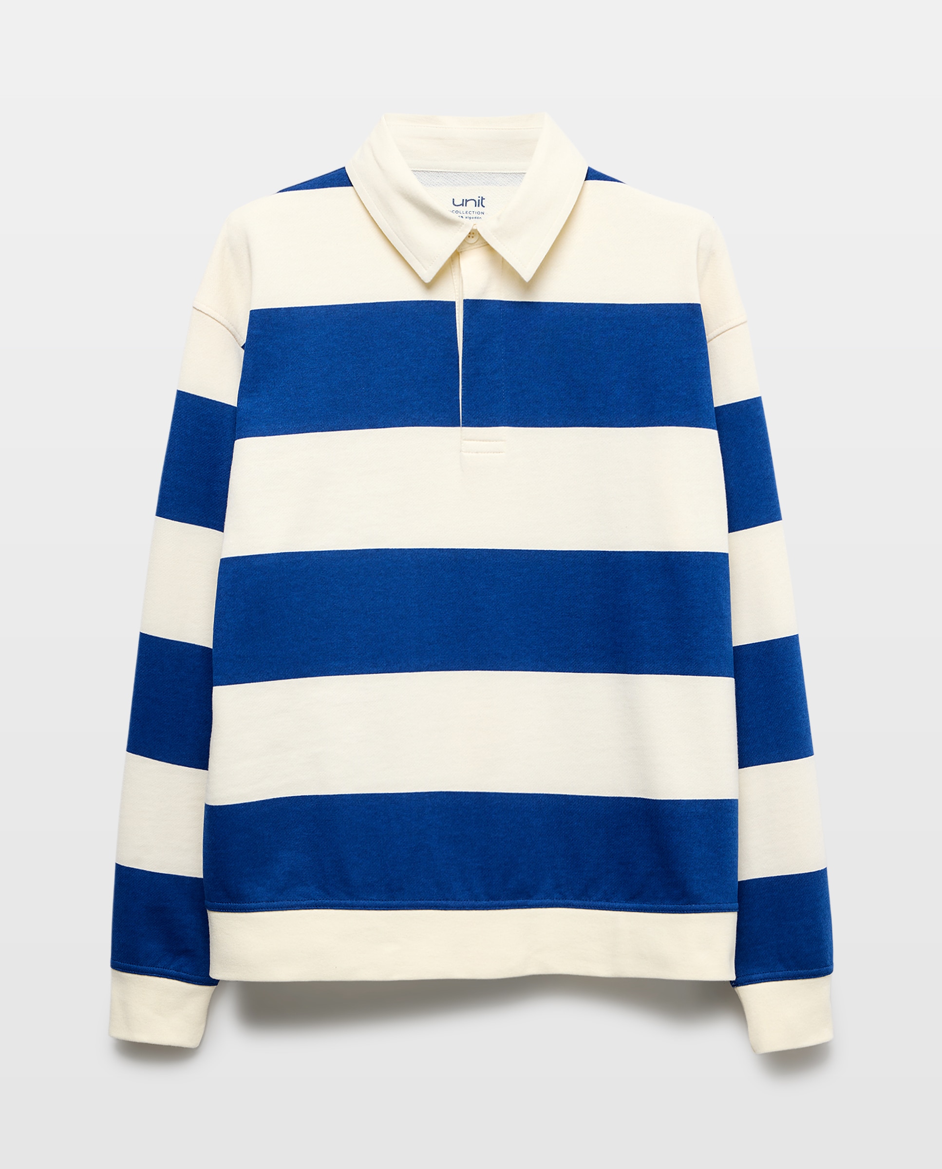 Sudadera de hombre cuello polo rugby rayas Pistacho-4