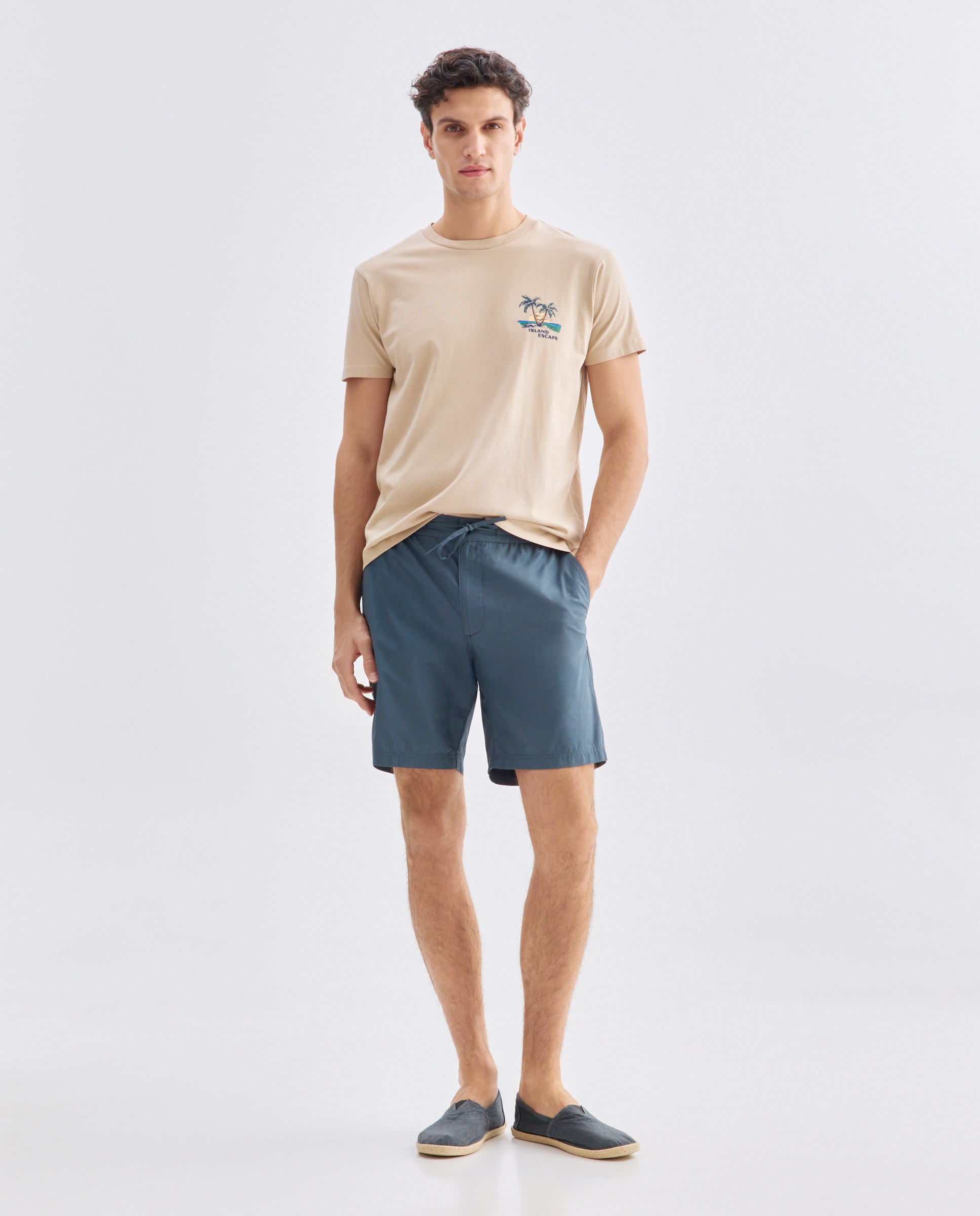Camiseta de hombre manga corta ISLAND ESCAPE Beige-2