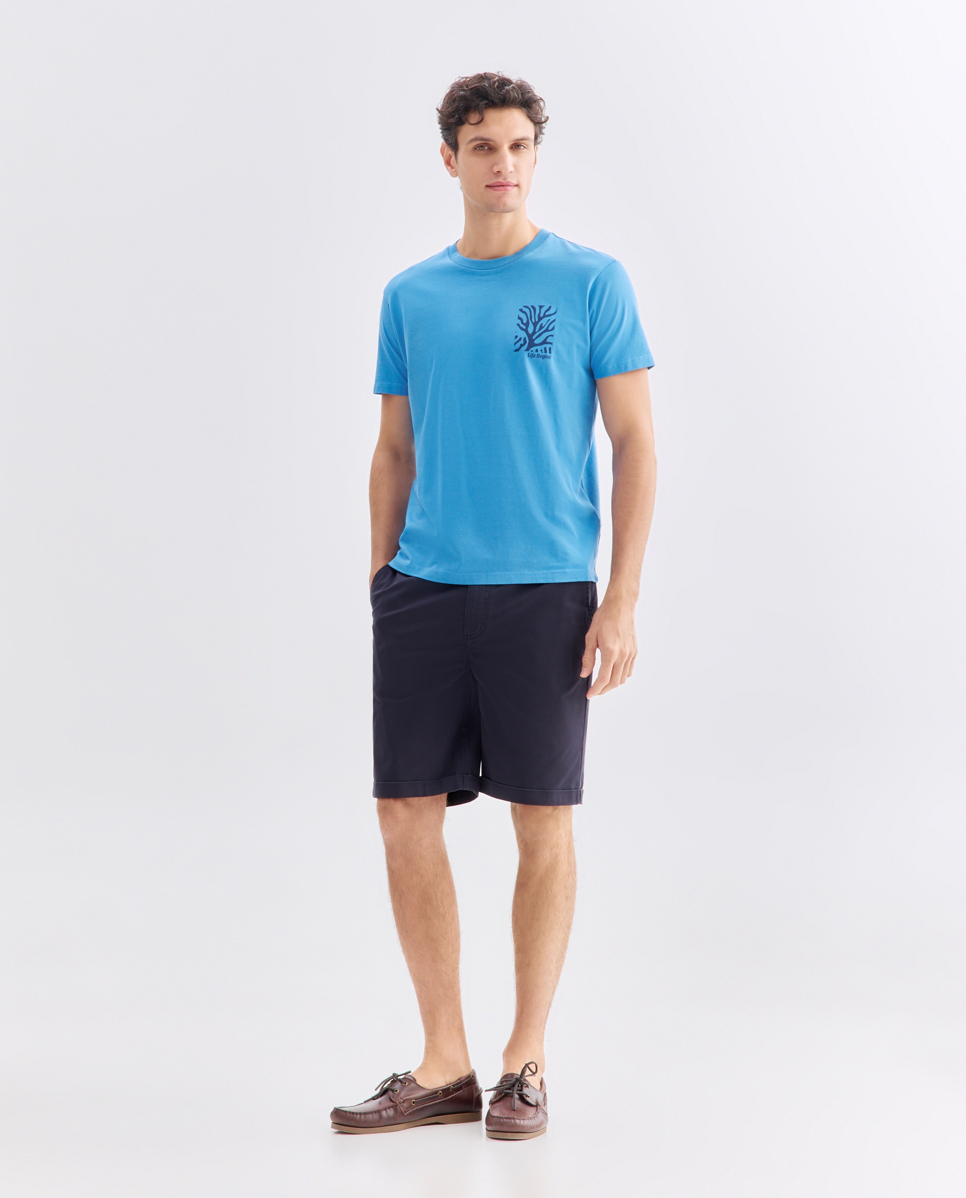 Camiseta de hombre manga corta Life Begins 400 Azul-2