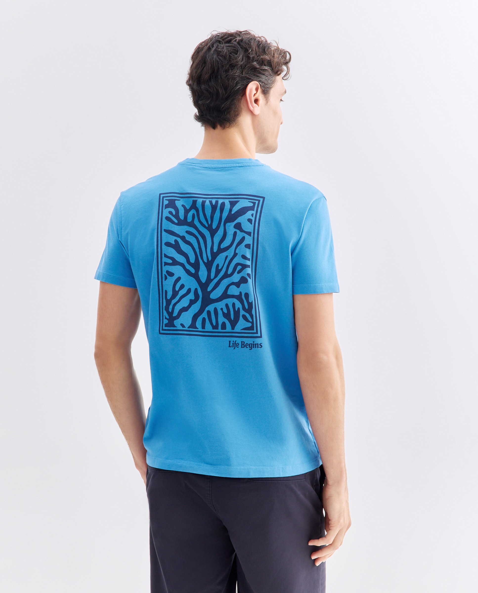 Camiseta de hombre manga corta Life Begins 400 Azul-3