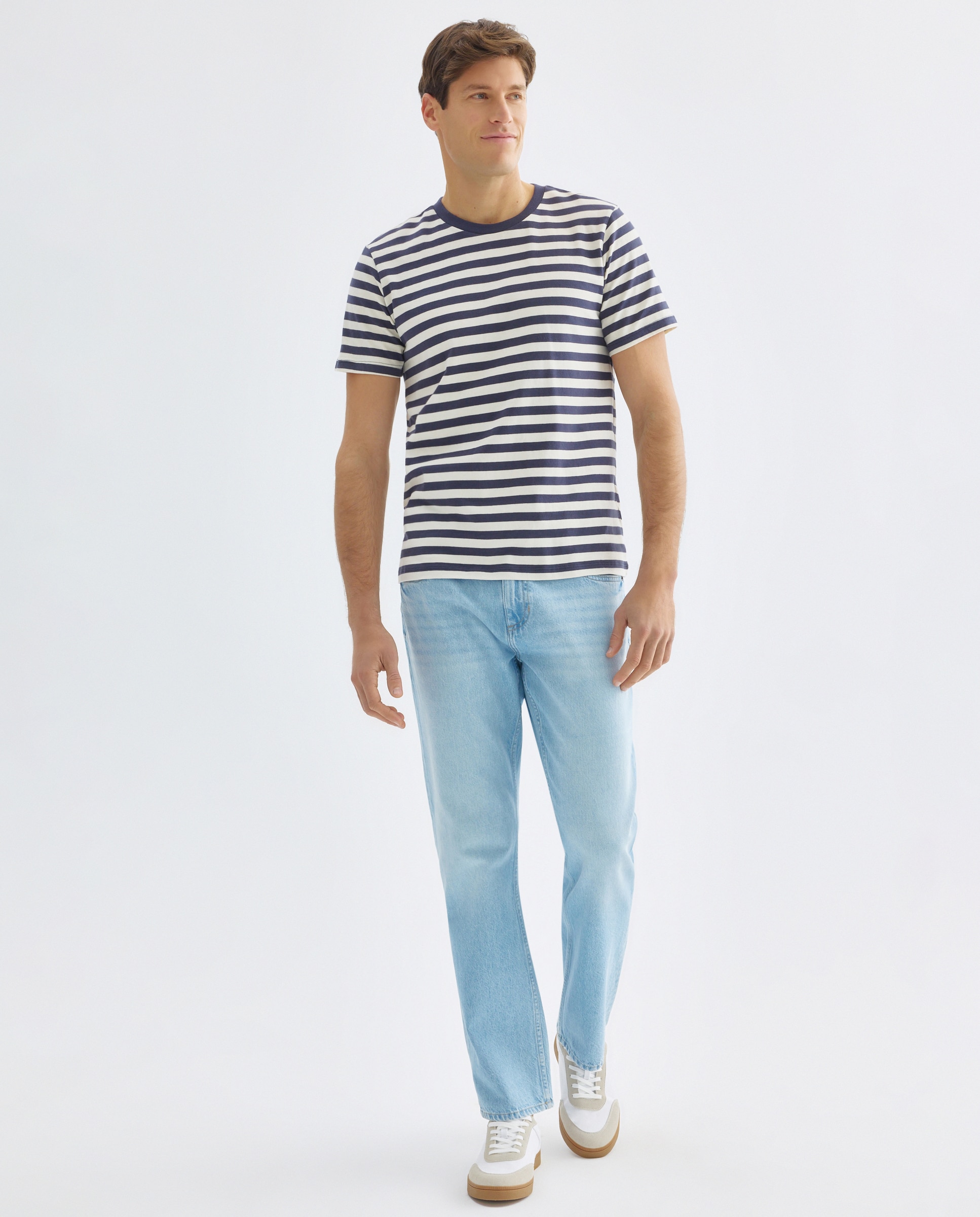 Camiseta de hombre manga corta rayas Azul marino-2