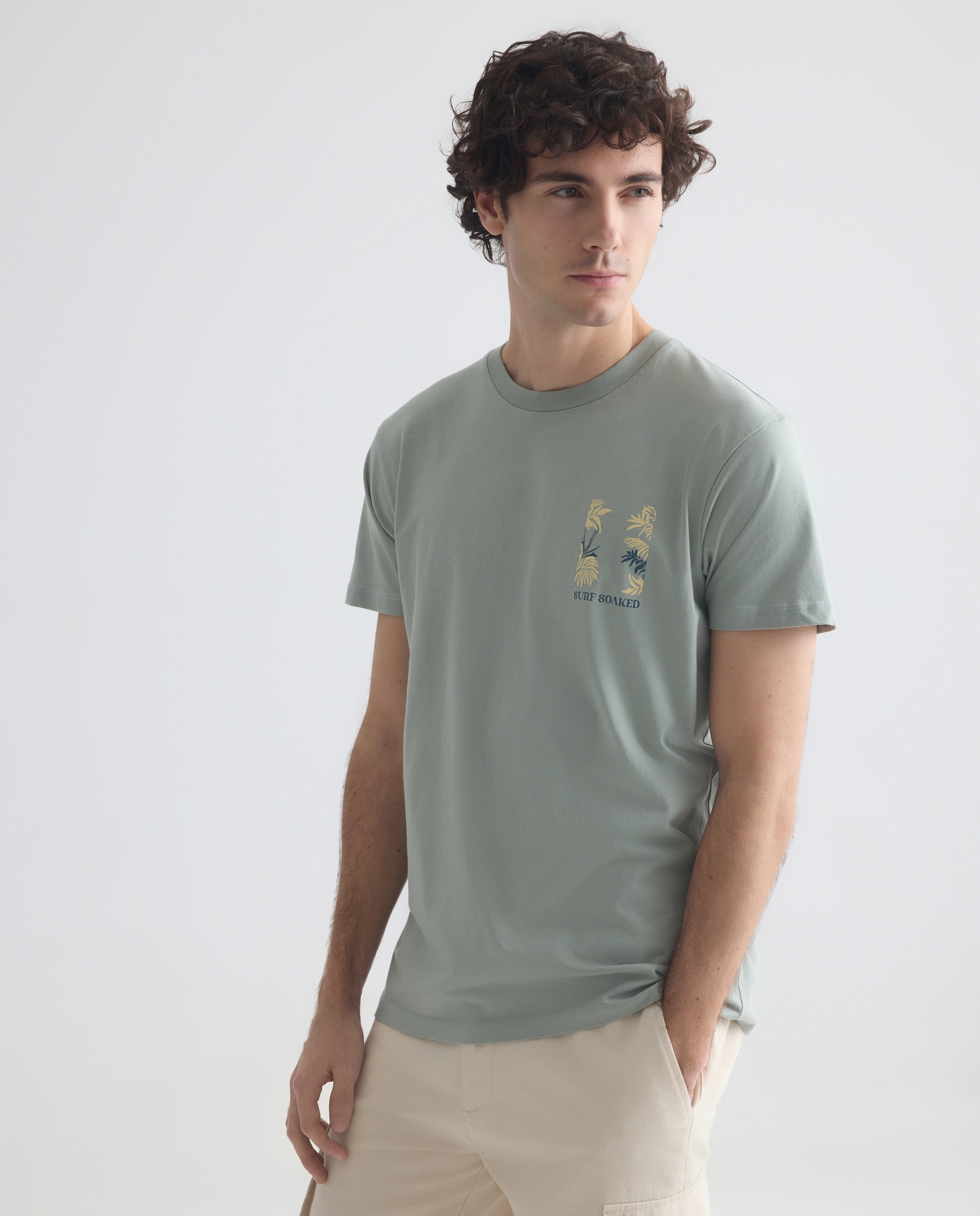 Camiseta de hombre manga corta SURF SOAKED 510 Verde claro-1