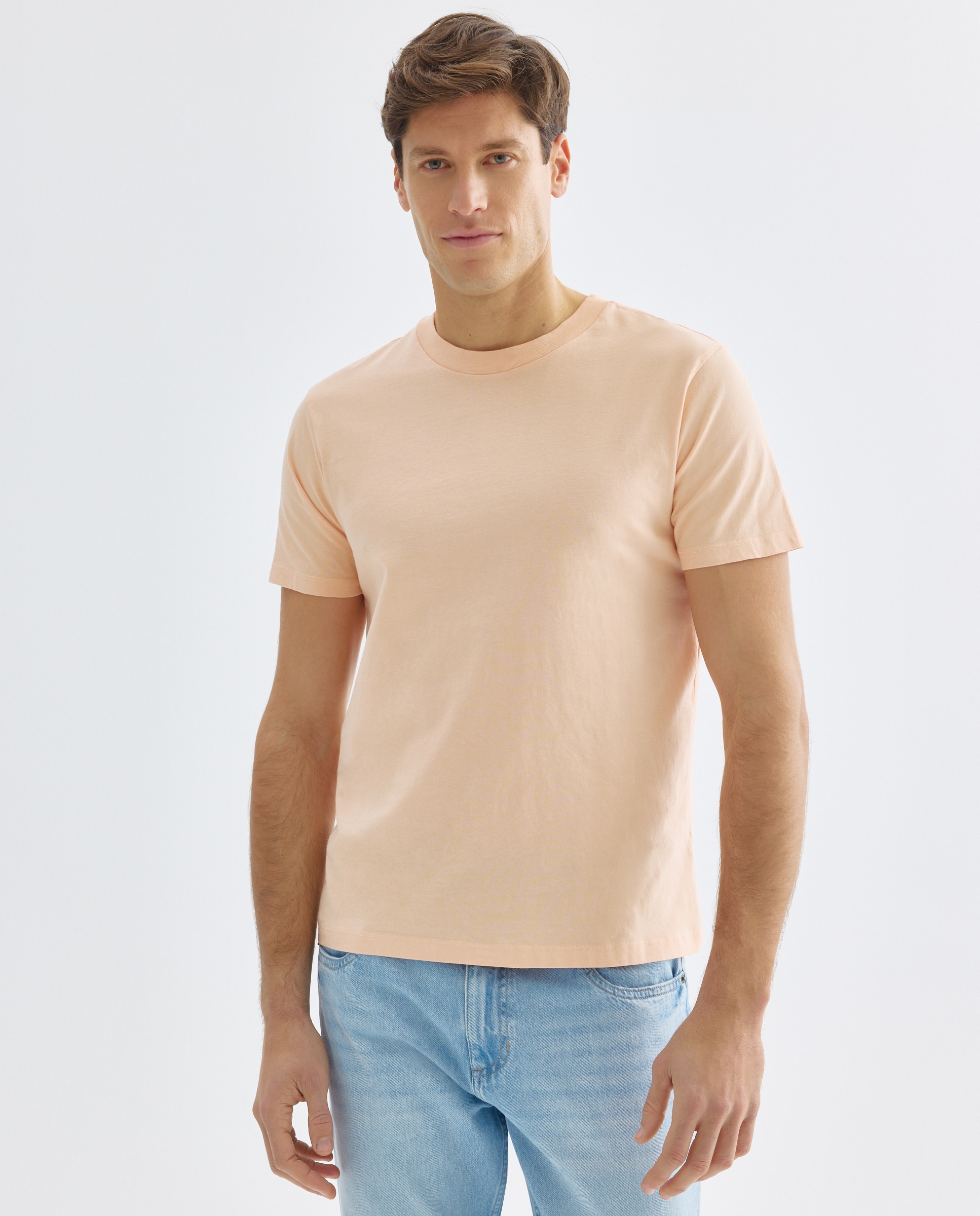 Camiseta de hombre manga corta cuello caja lisa 660 Naranja-1