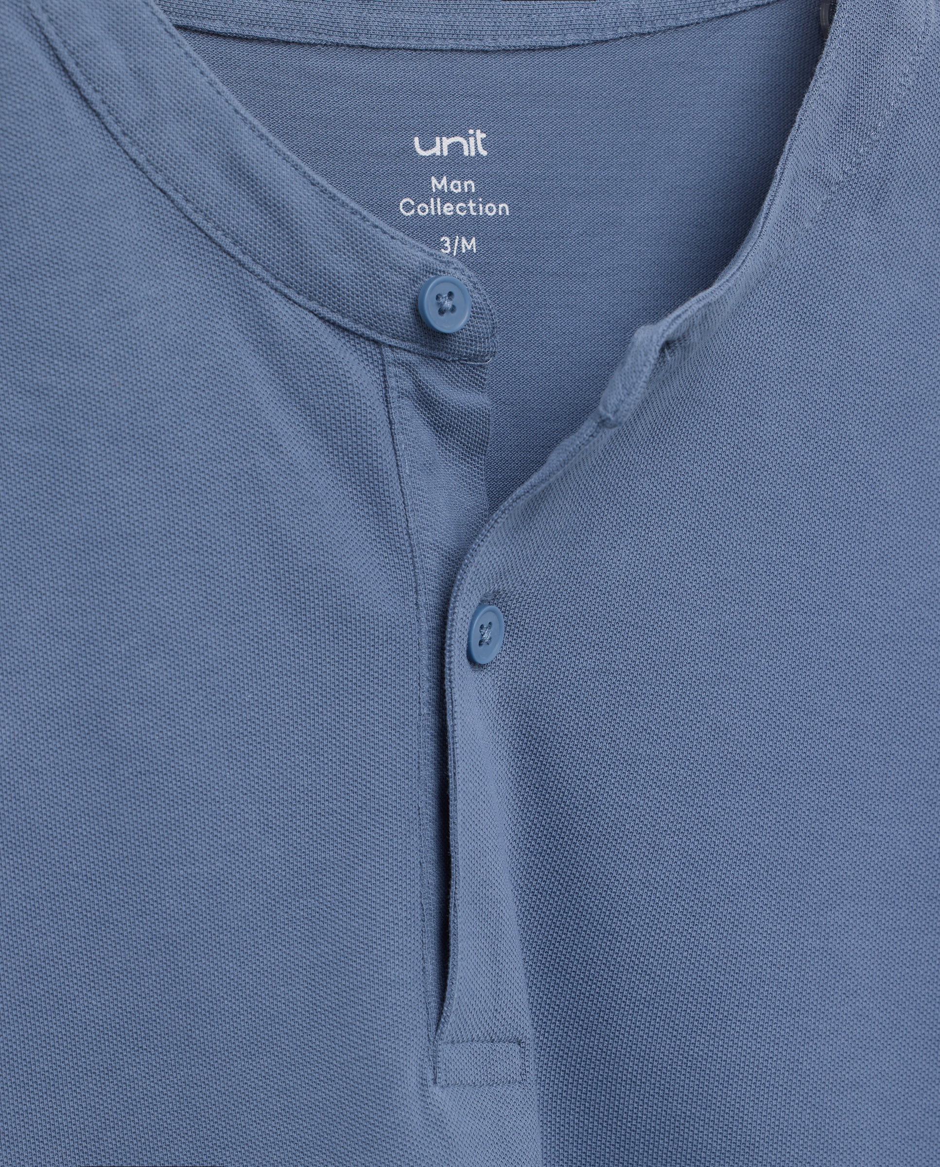 Polo de hombre manga corta cuello mao pique lavado 400 Azul-5