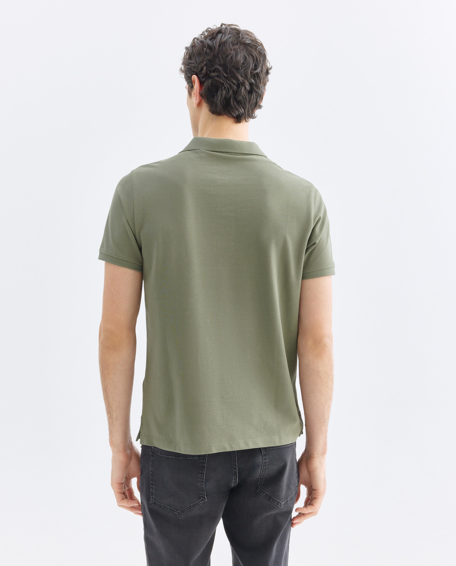 Polo de hombre manga corta pique liso 520 Kaki-3