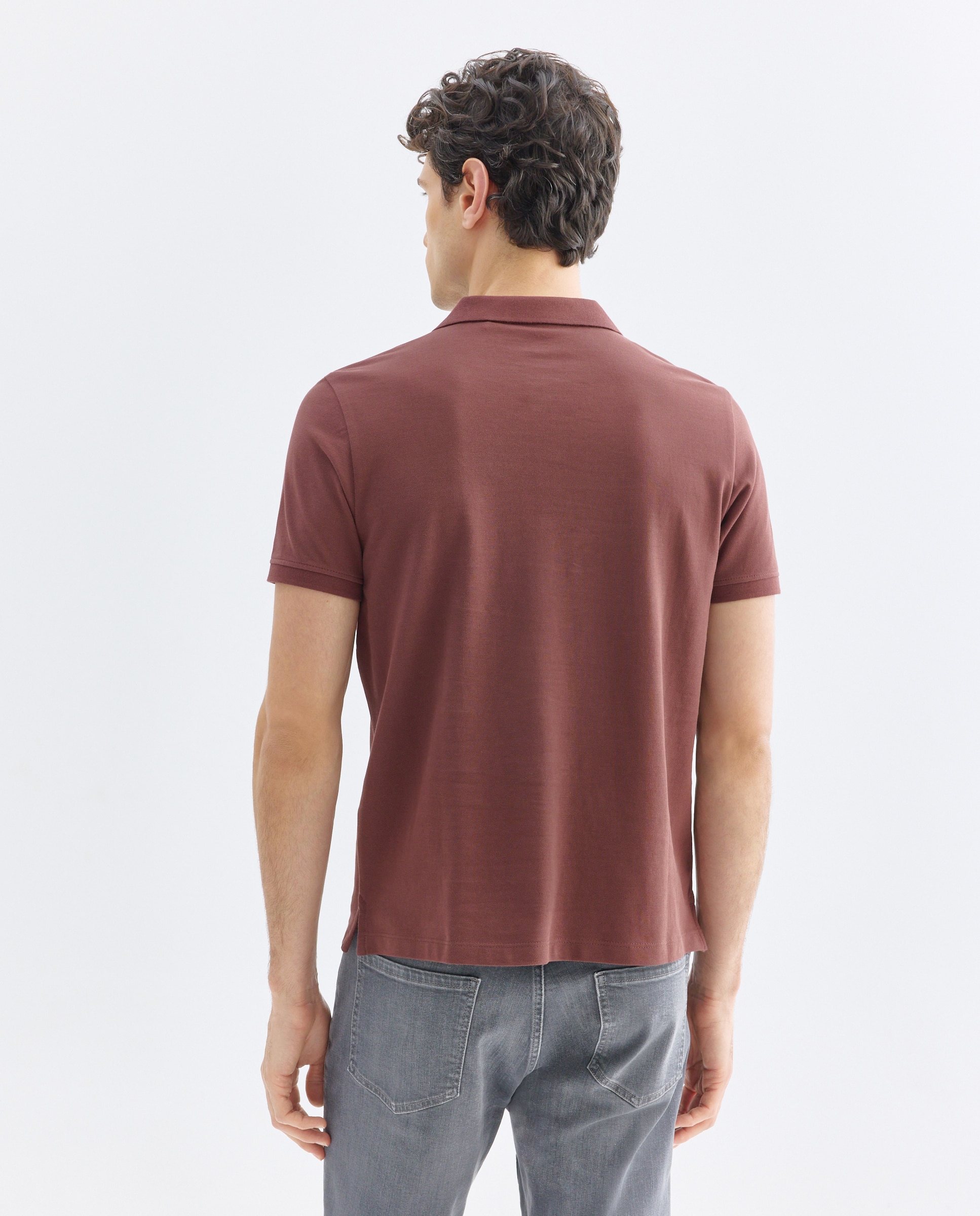 Polo de hombre manga corta pique liso Burdeos-3