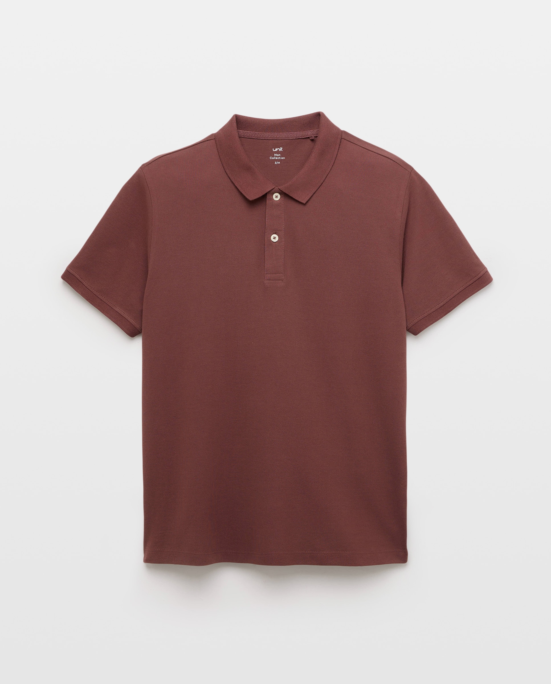 Polo de hombre manga corta pique liso Burdeos-4
