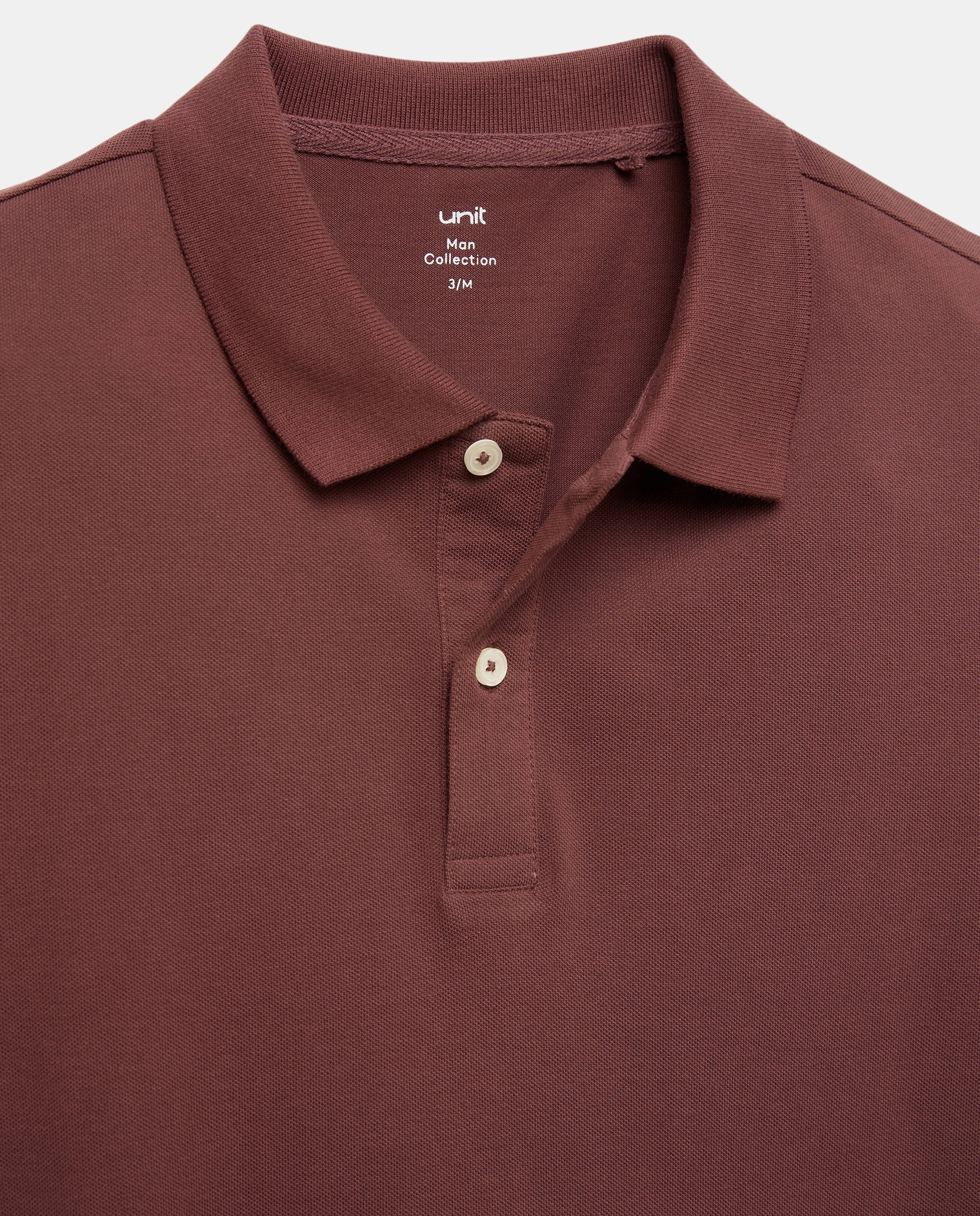 Polo de hombre manga corta pique liso Burdeos-5