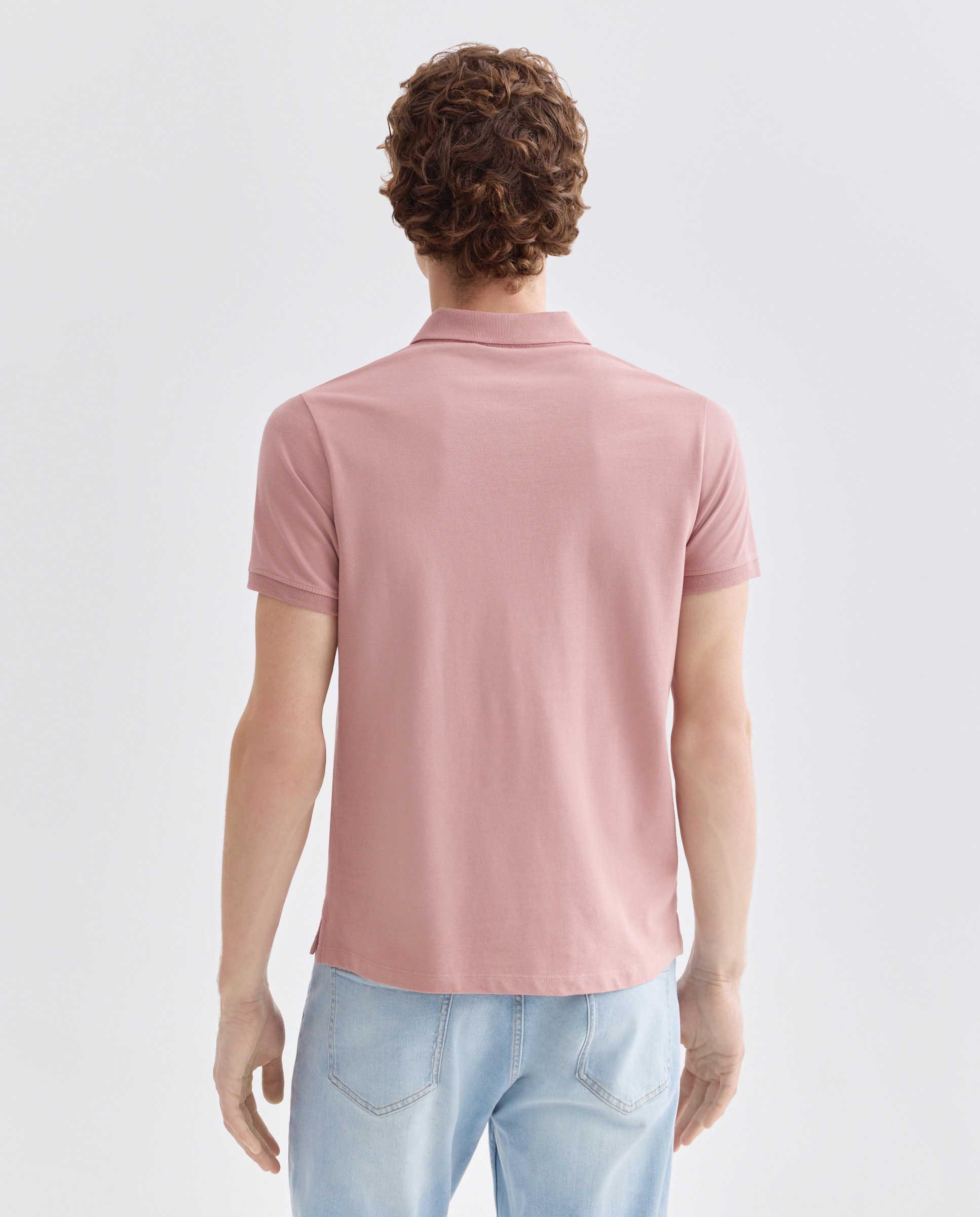 Polo de hombre manga corta pique liso 200 Rosa-3