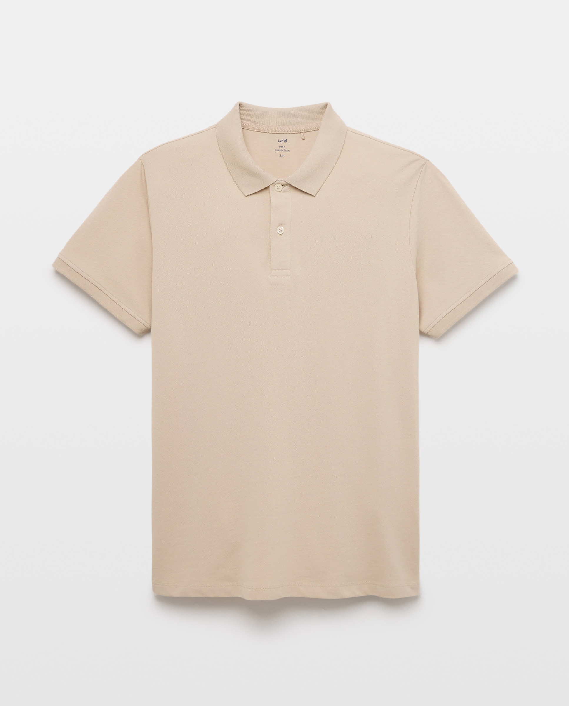 Polo de hombre manga corta pique liso Beige-4