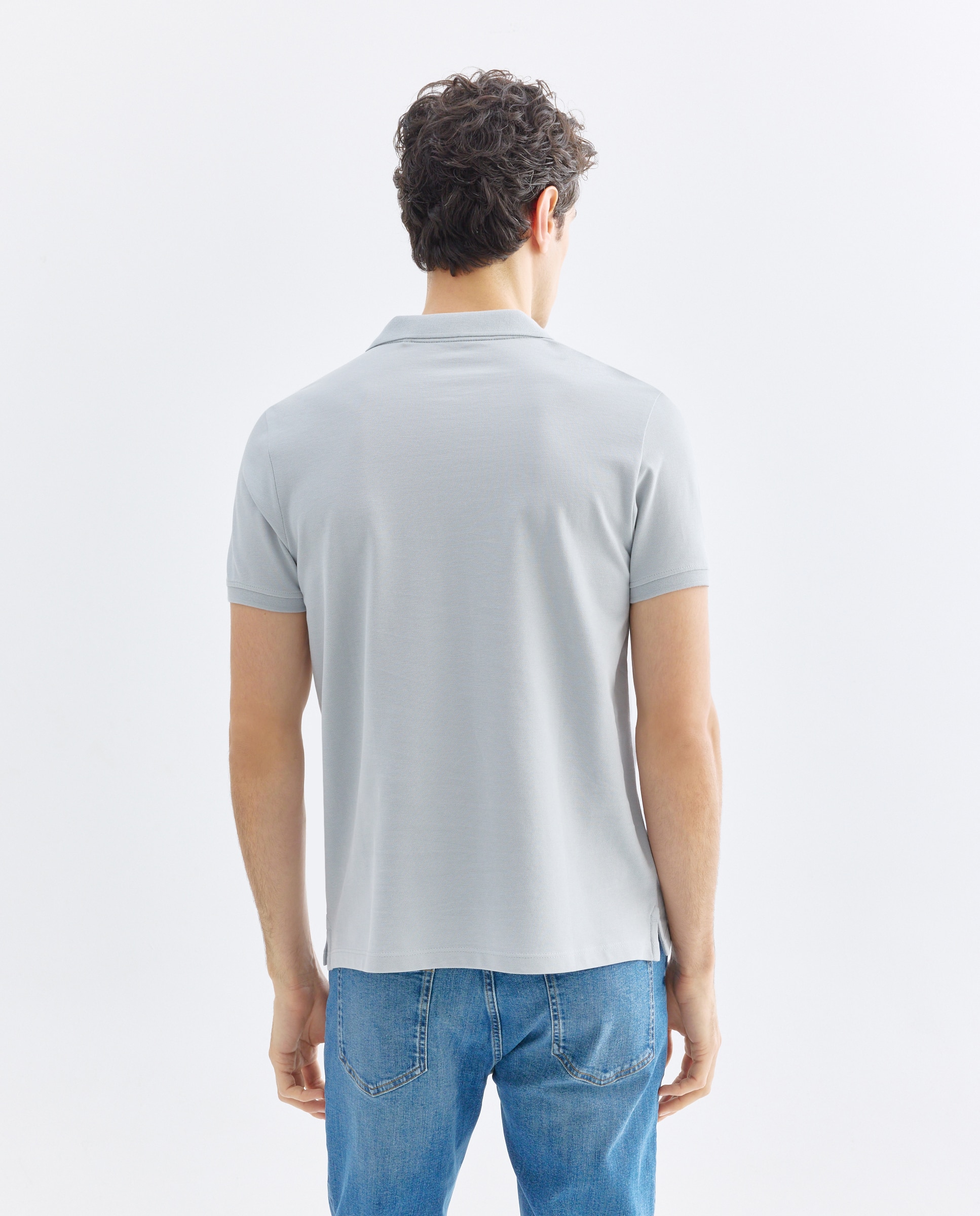 Polo de hombre manga corta pique liso 410 Azul claro-3