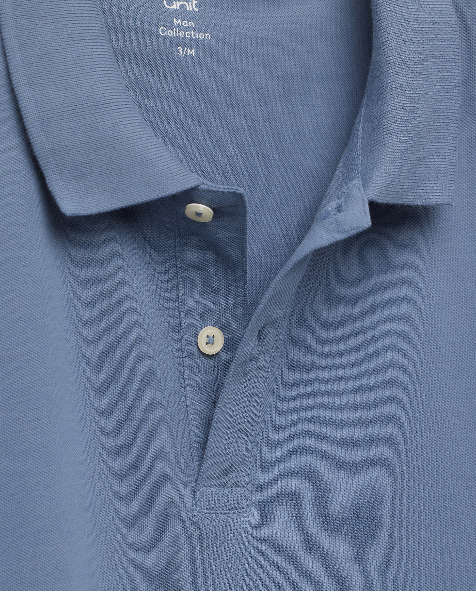 Polo de hombre manga corta pique liso 400 Azul-6