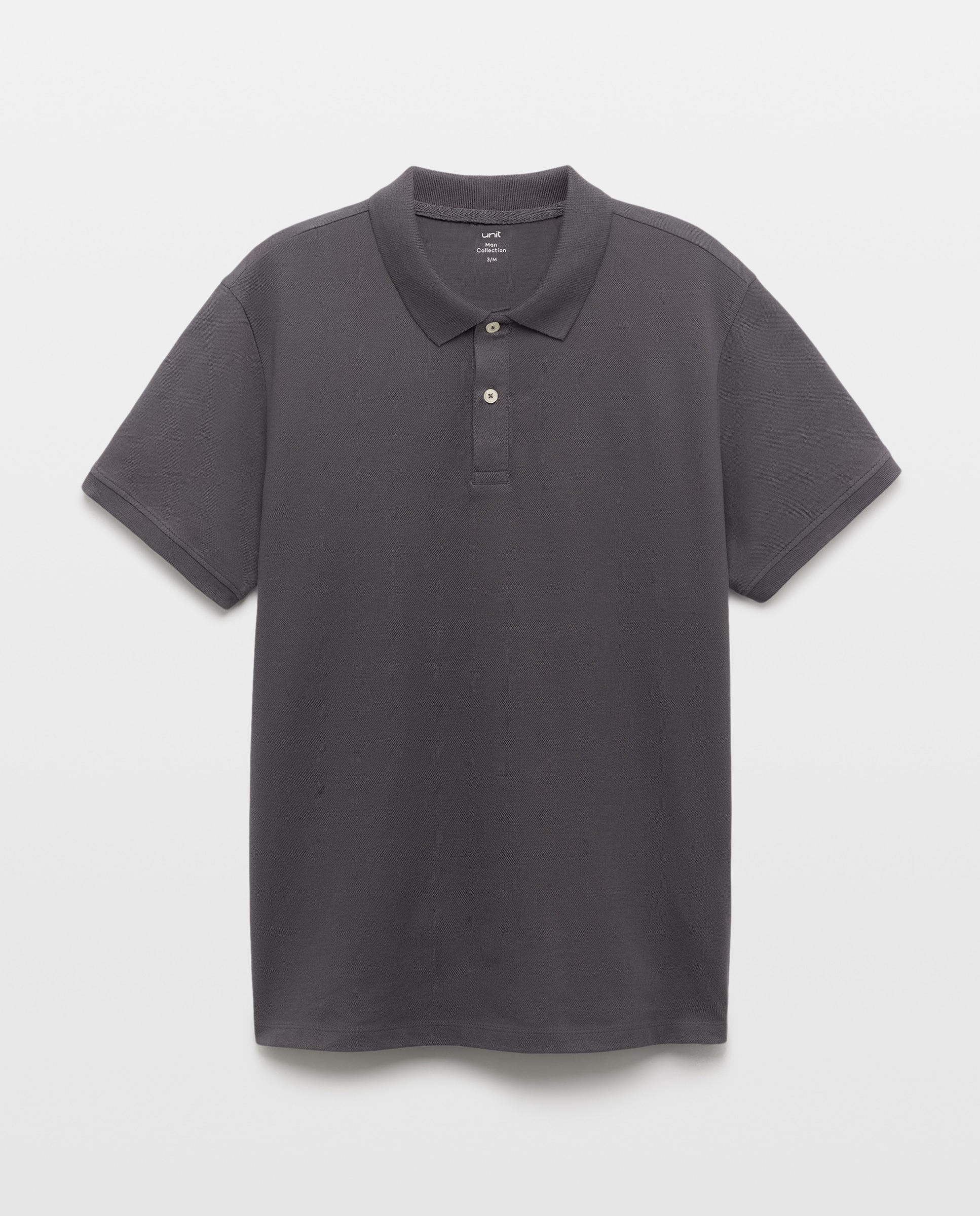 Polo de hombre manga corta pique liso 820 Gris medio-5