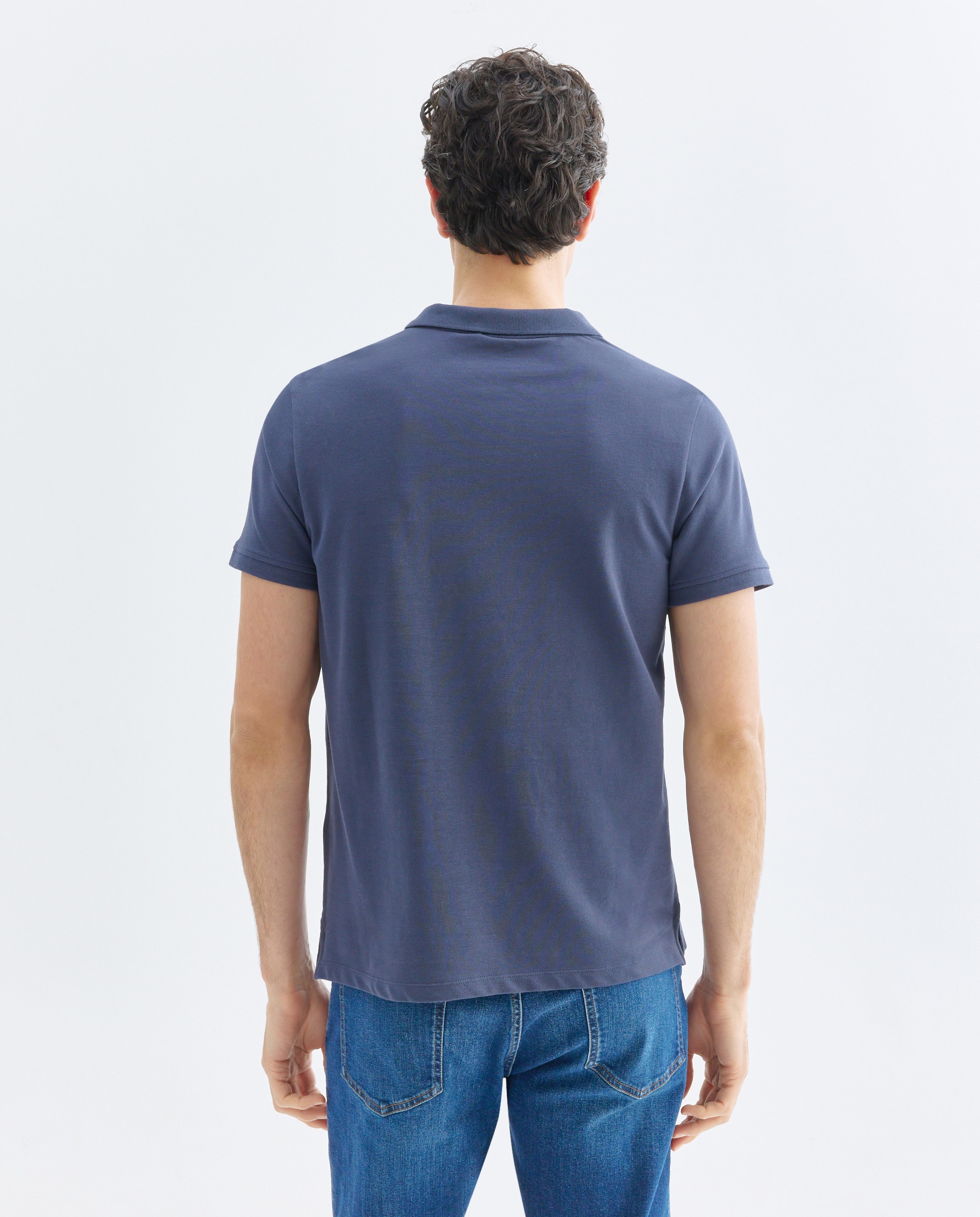 Polo de hombre manga corta pique liso Azul marino-3