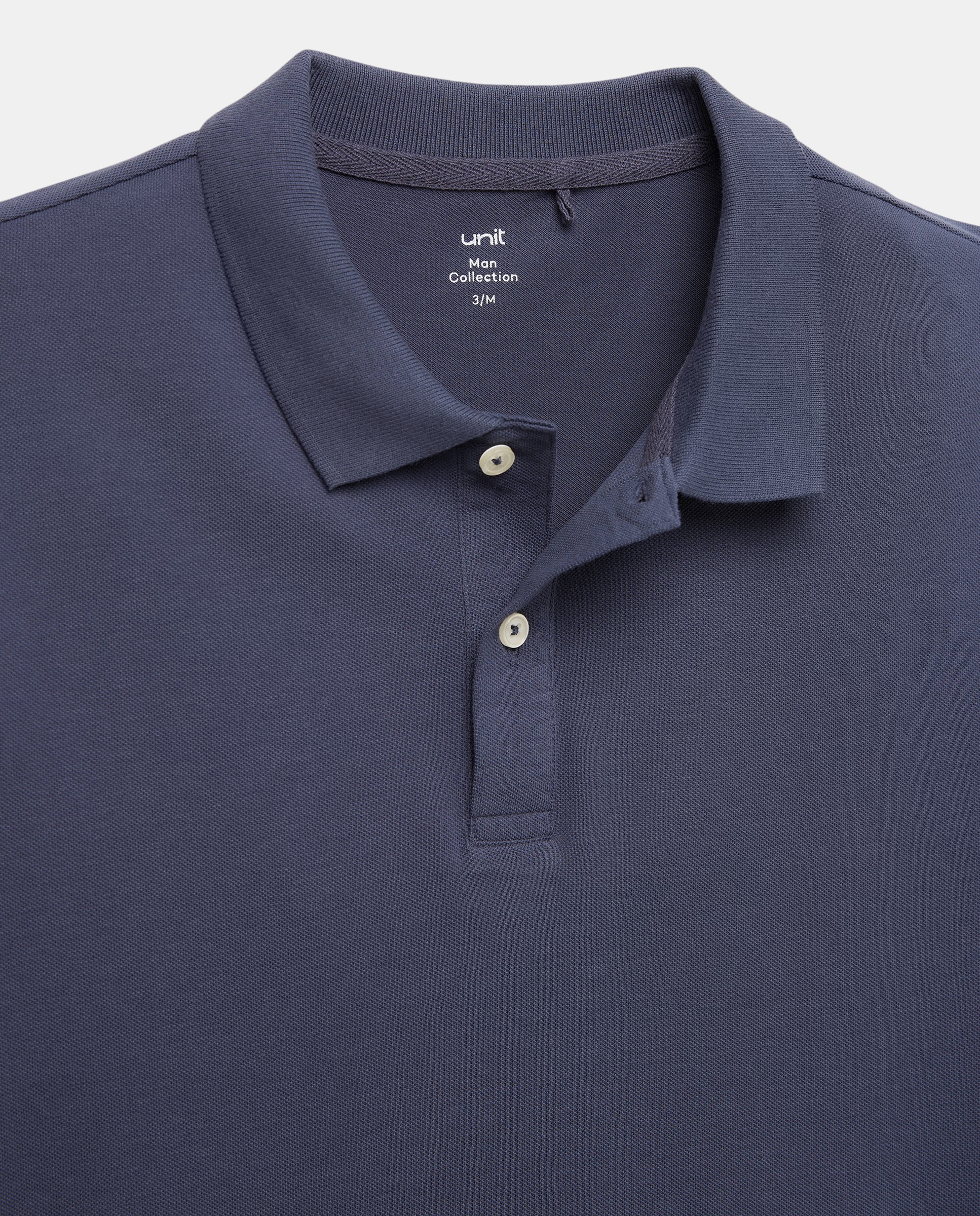 Polo de hombre manga corta pique liso Azul marino-5