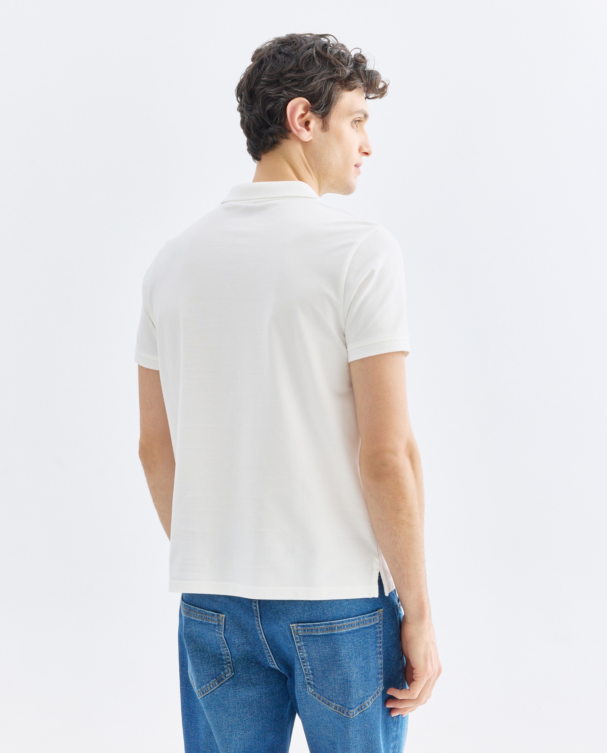 Polo de hombre manga corta pique liso 120 Crudo-3