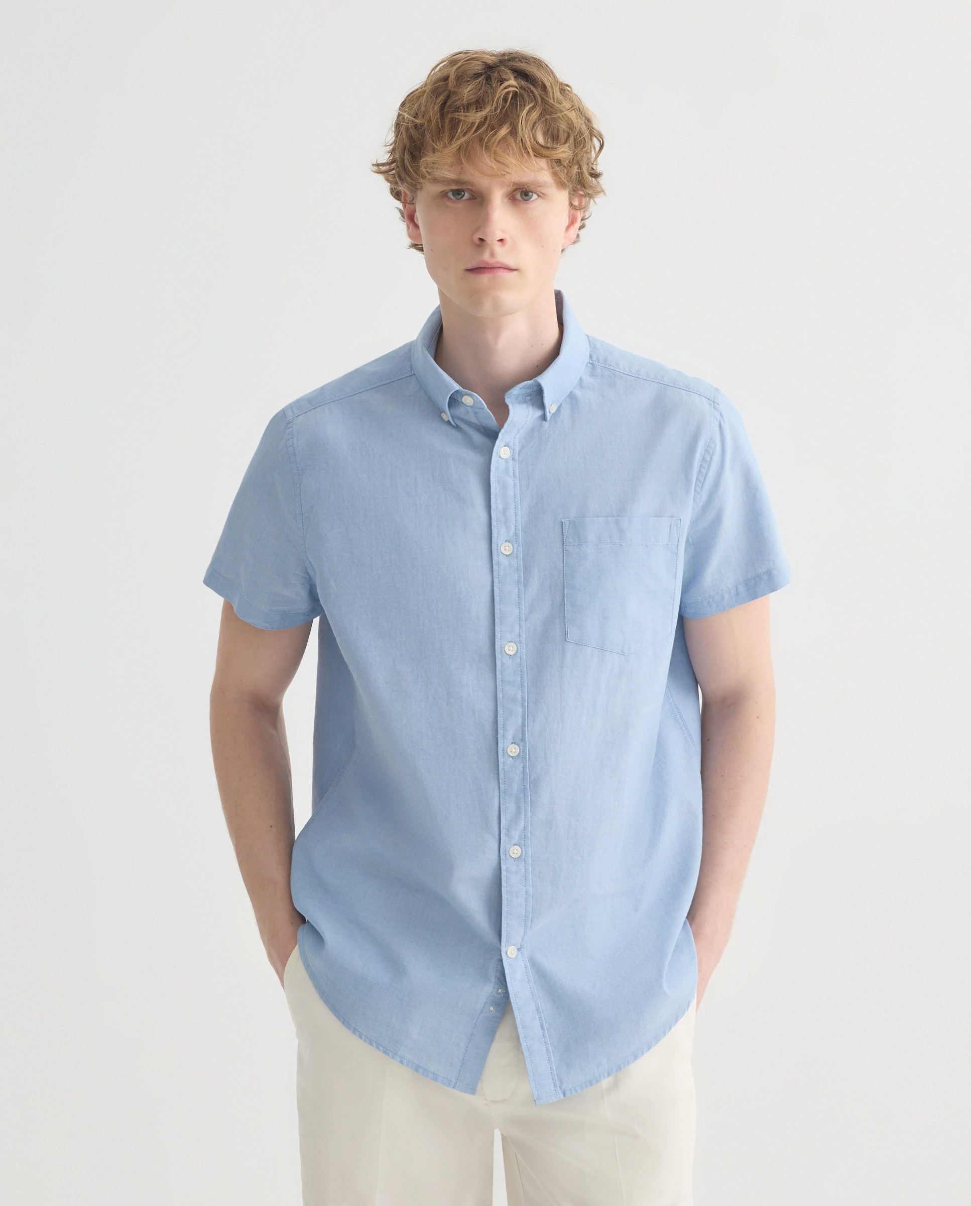 Imagen 0 de Camisa sport manga corta hombre chambray