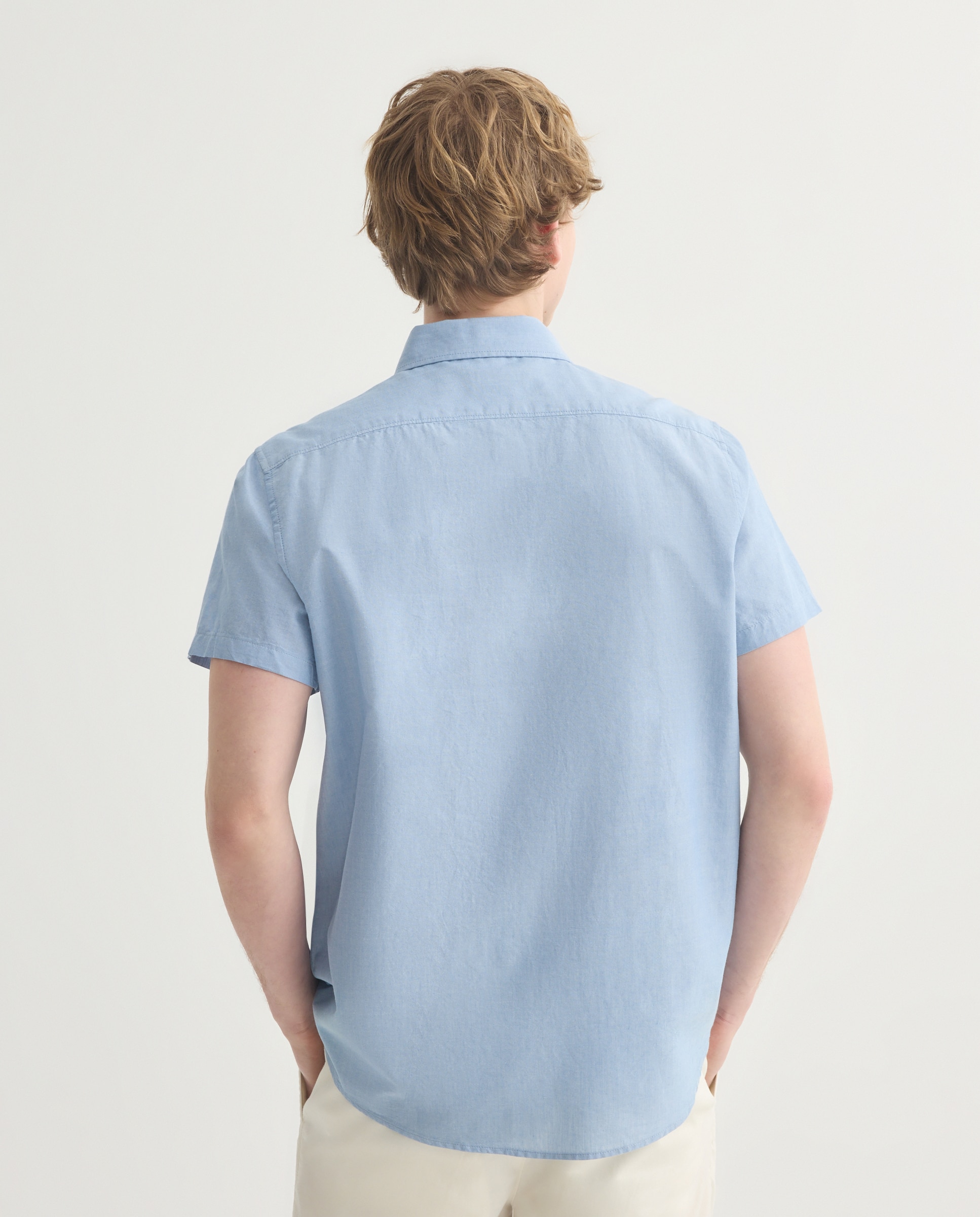 Camisa sport manga corta hombre chambray 400 Azul-3