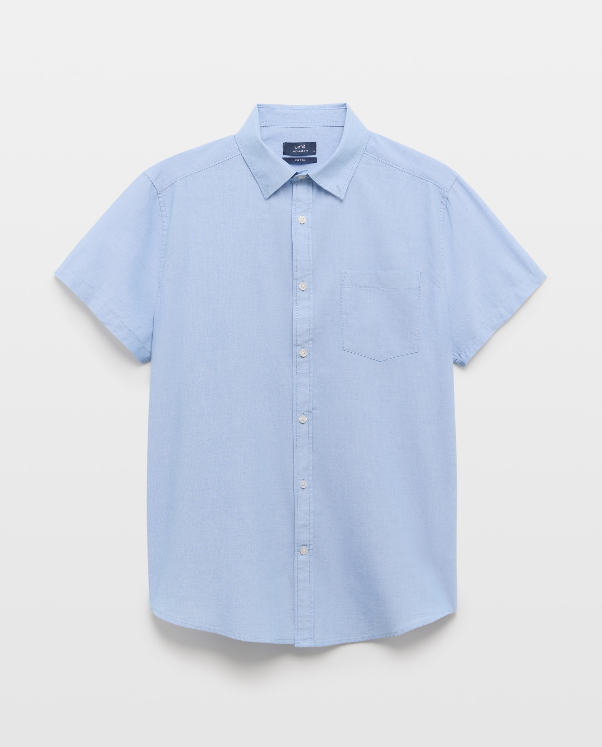 Camisa sport manga corta hombre chambray 400 Azul-4