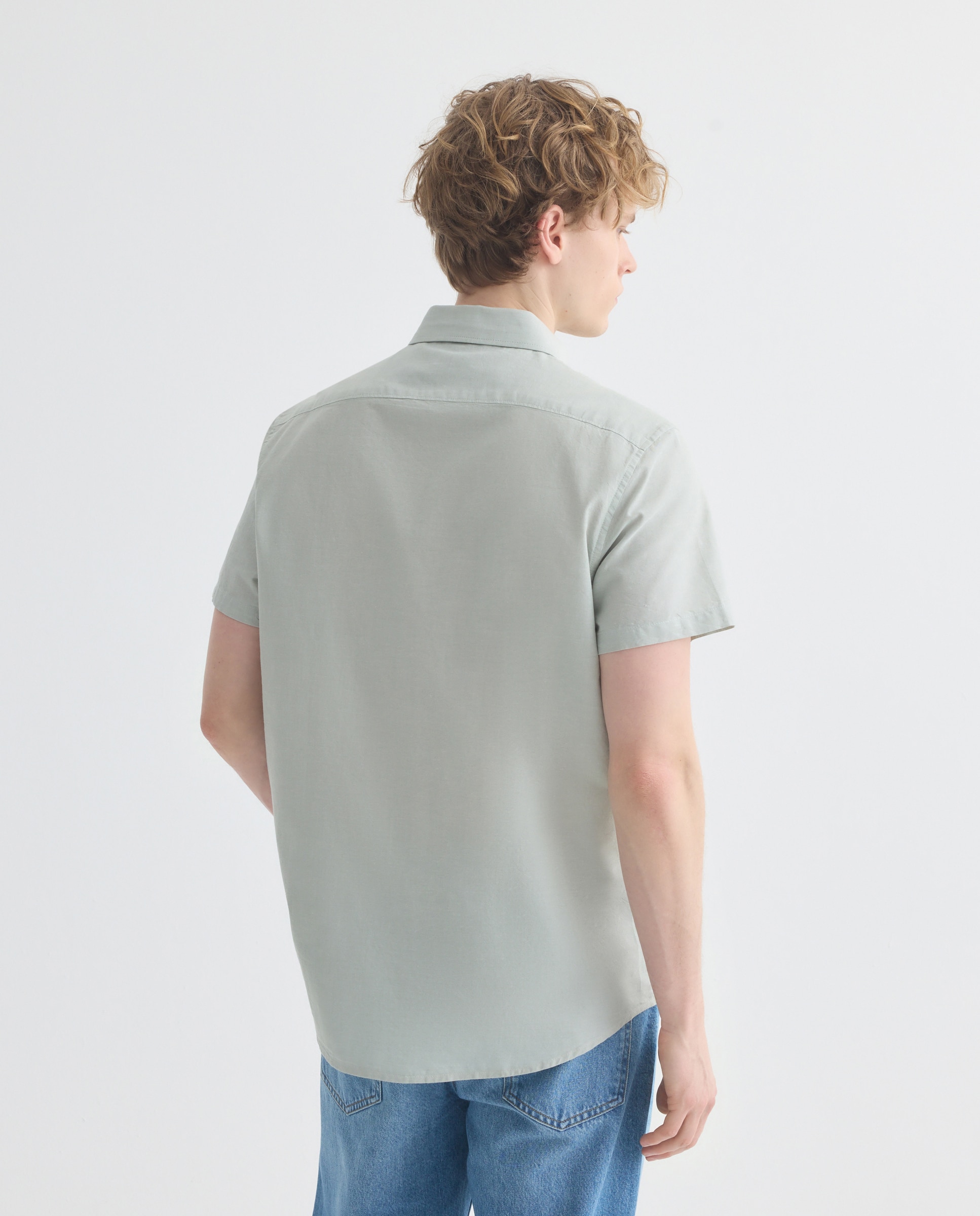 Camisa sport manga corta hombre chambray 510 Verde claro-3