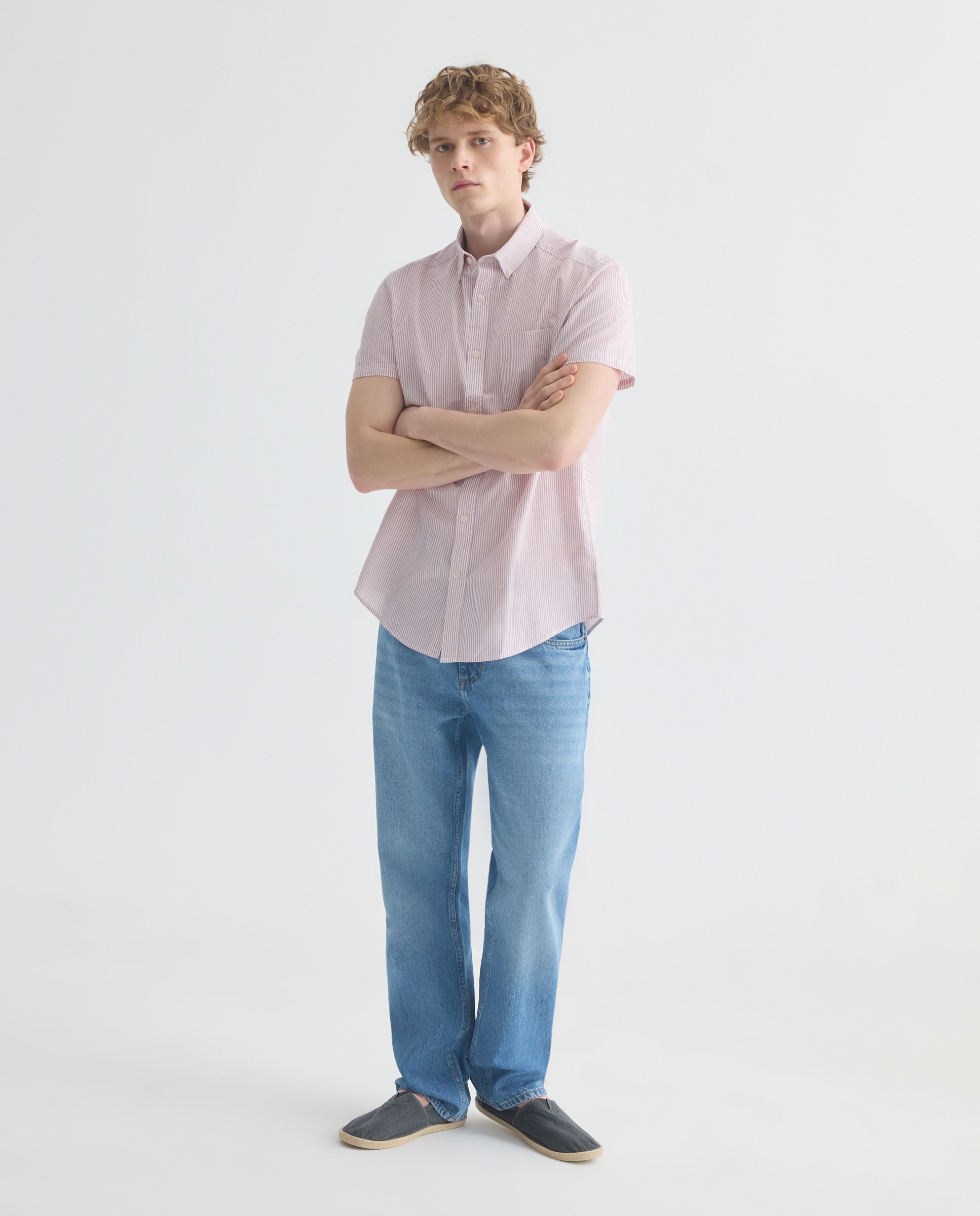 Camisa sport manga corta hombre chambray 291 Berenjena-2