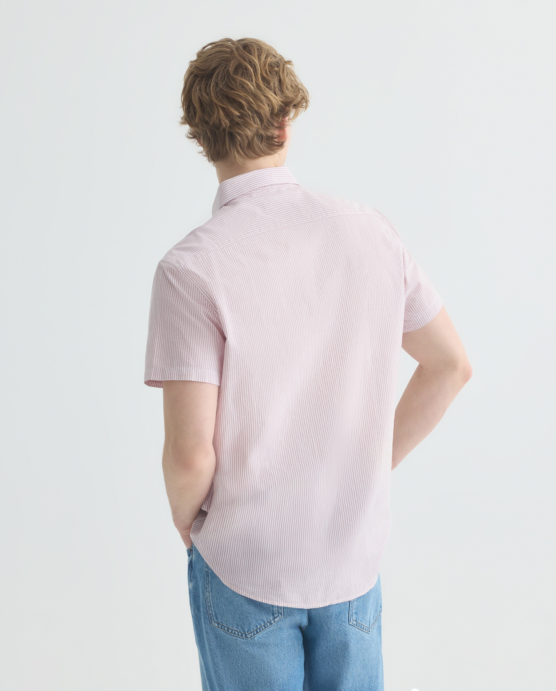 Camisa sport manga corta hombre chambray 291 Berenjena-3