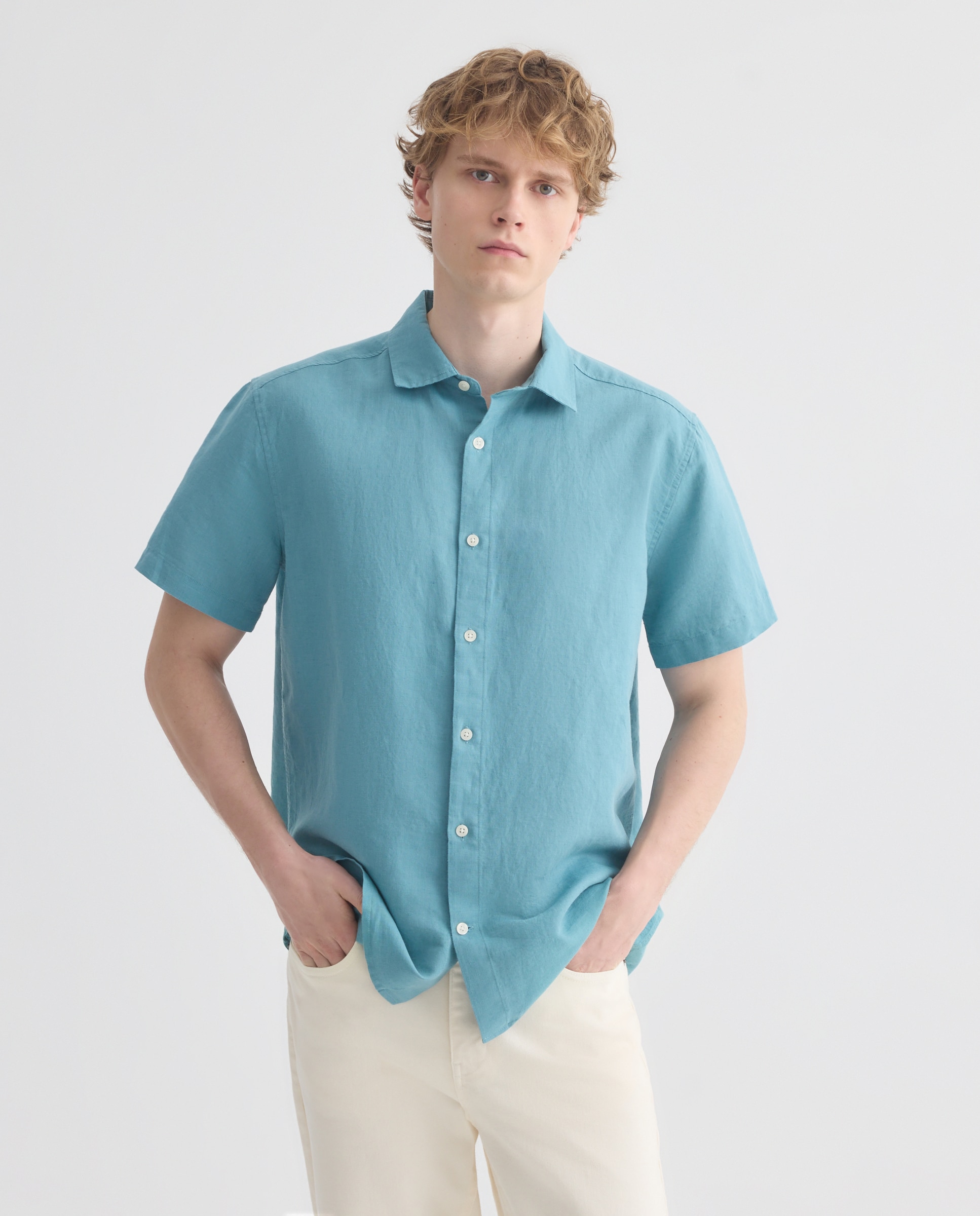Imagen 0 de Camisa sport manga corta hombre con lino