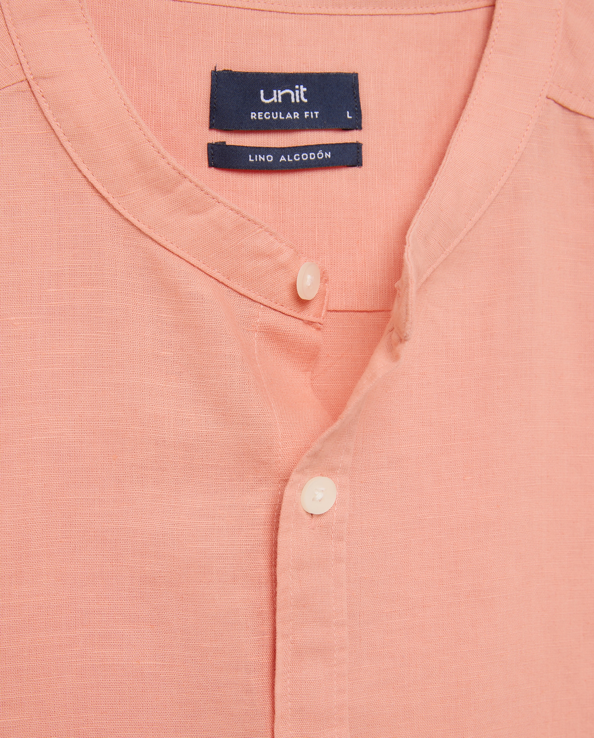 Camisa sport manga corta hombre con lino cuello mao 660 Naranja-5