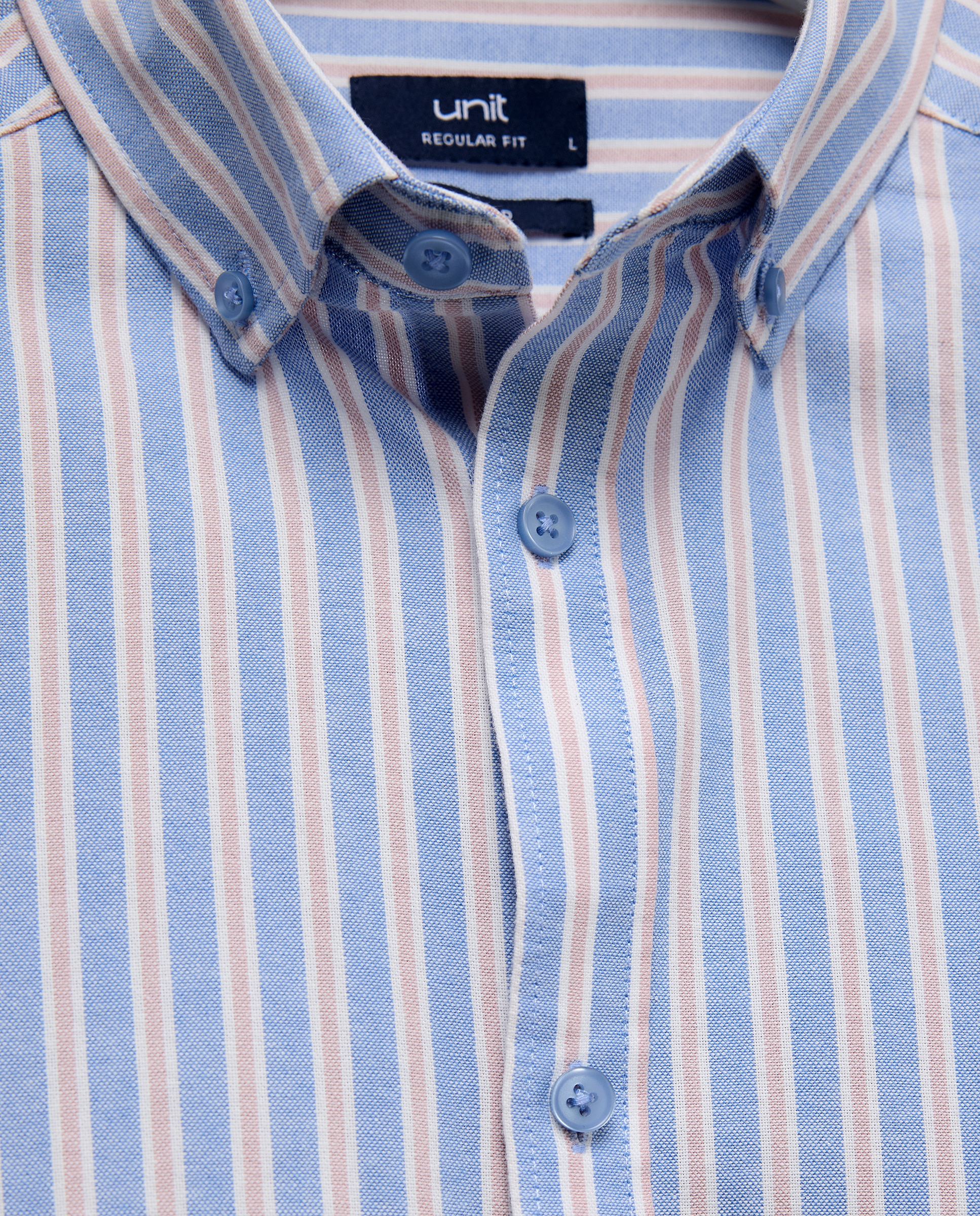 Camisa sport hombre oxford ligera lavada rayas 400 Azul-5