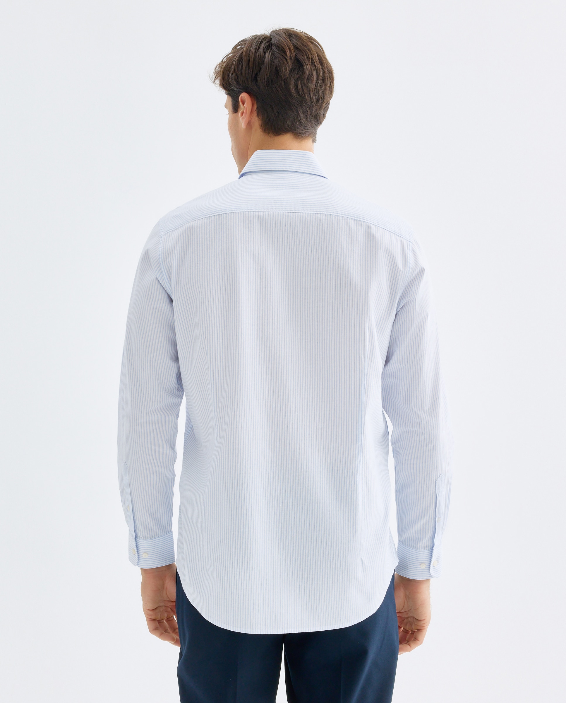 Camisa vestir hombre rayas slim fit 410 Azul claro-3