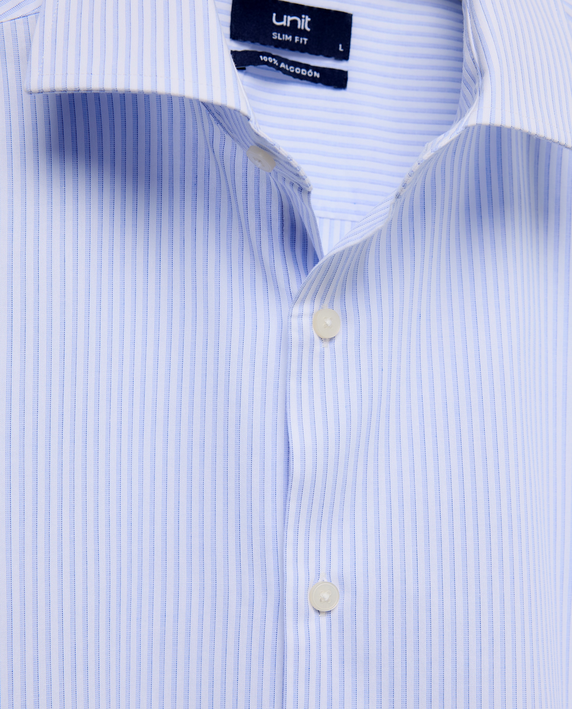 Camisa vestir hombre rayas slim fit 410 Azul claro-5