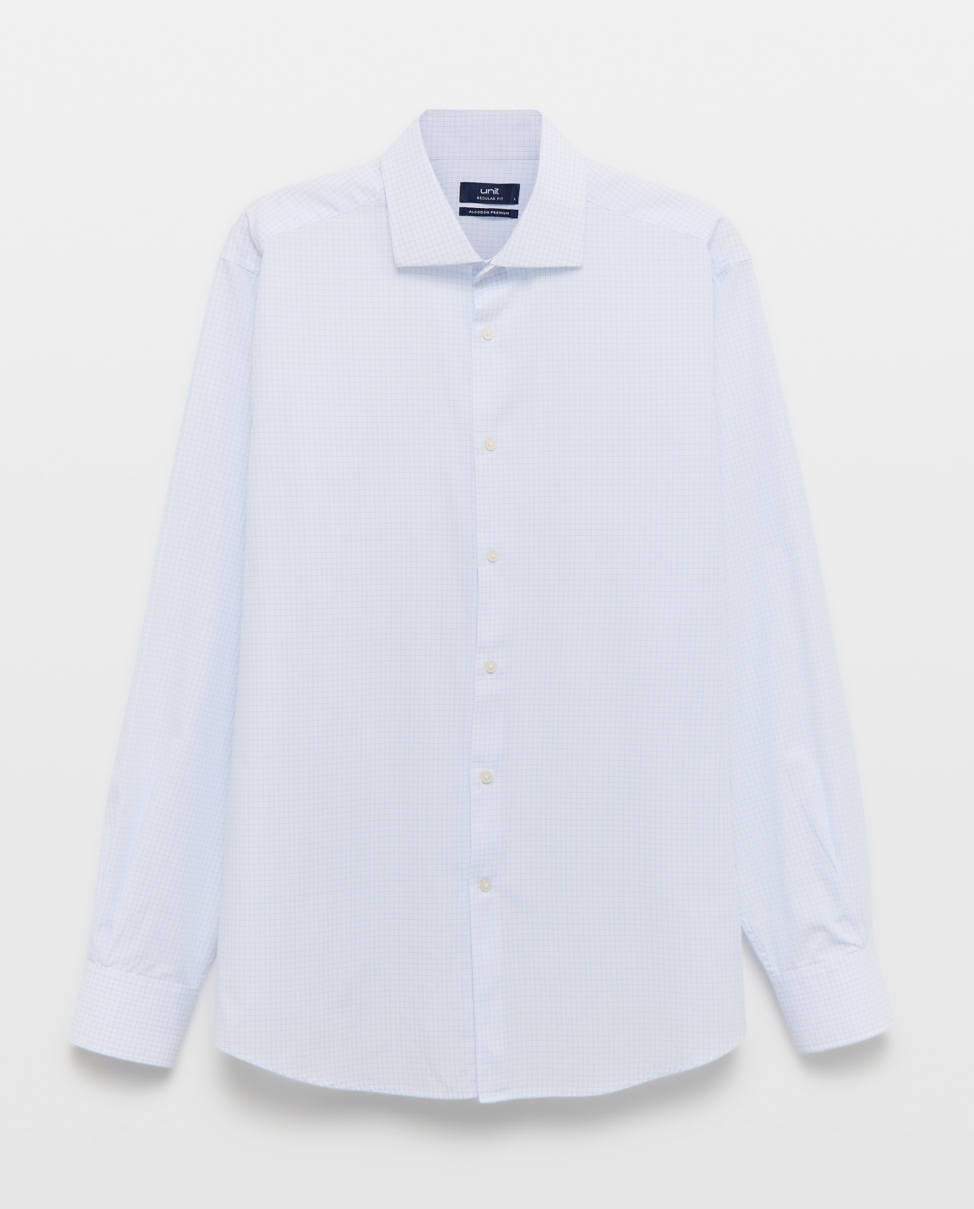 Camisa vestir hombre cuadros regular fit 410 Azul claro-4