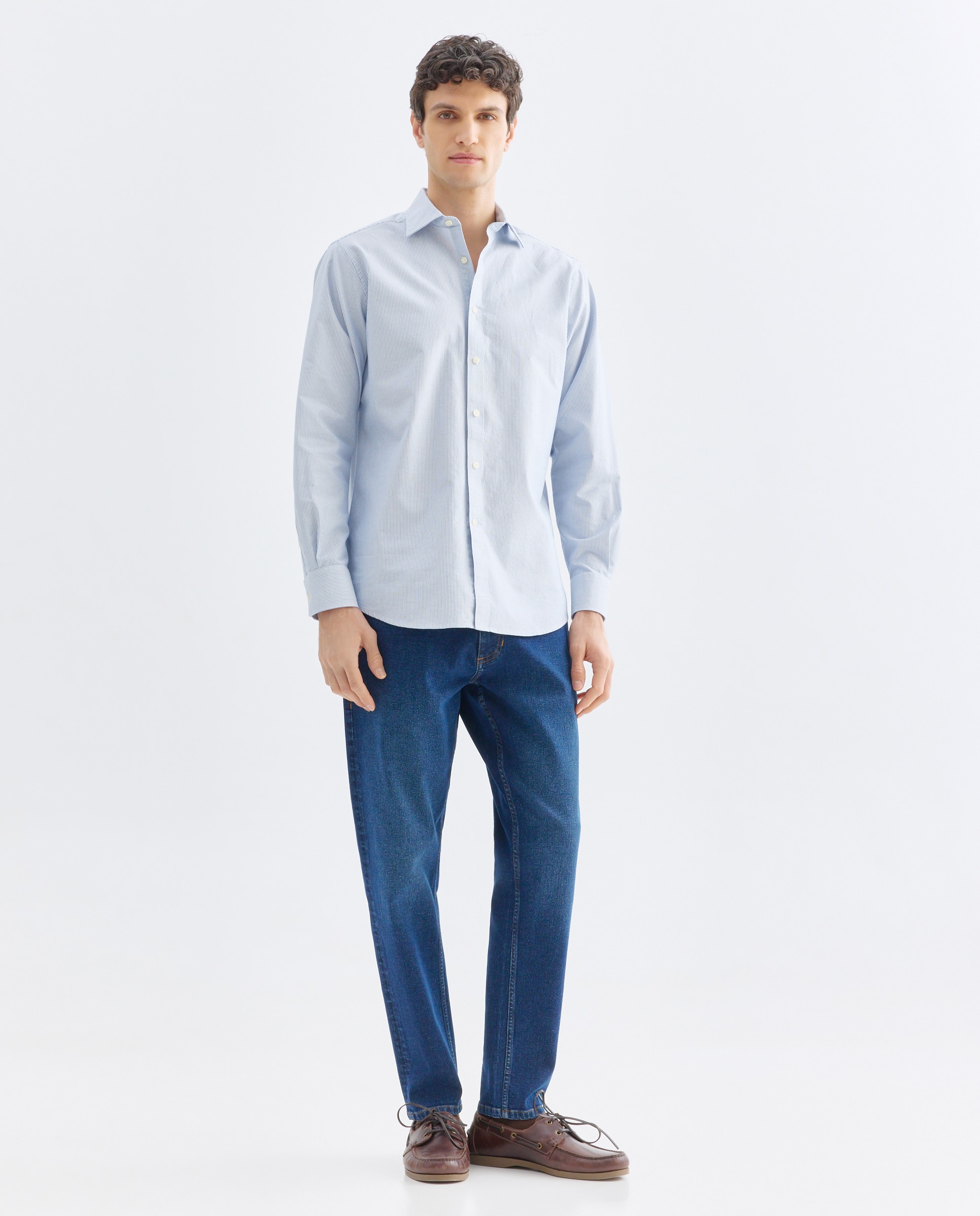 Camisa sport hombre oxford rayas Azul marino-2