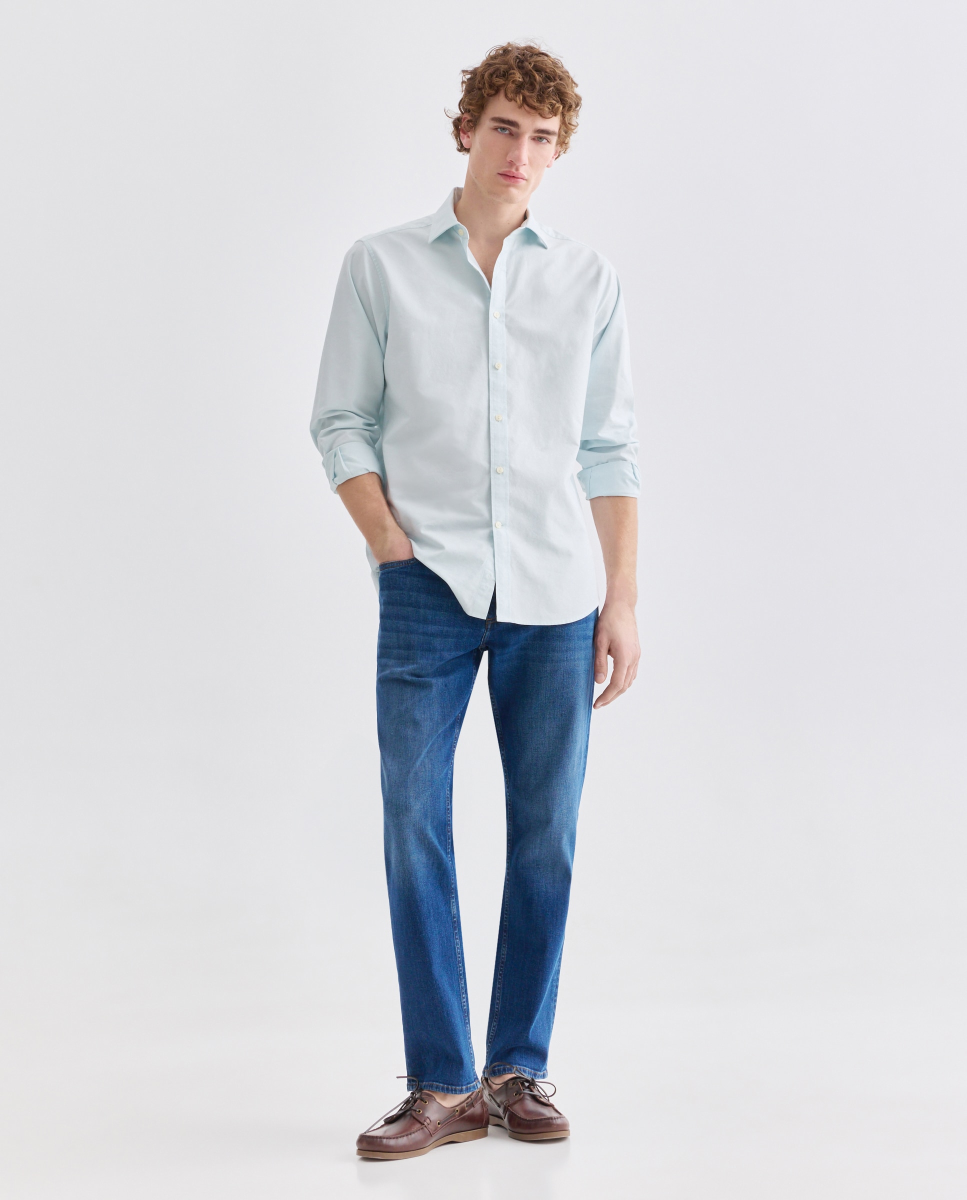 Camisa sport hombre oxford lisa 582 Verde agua-2