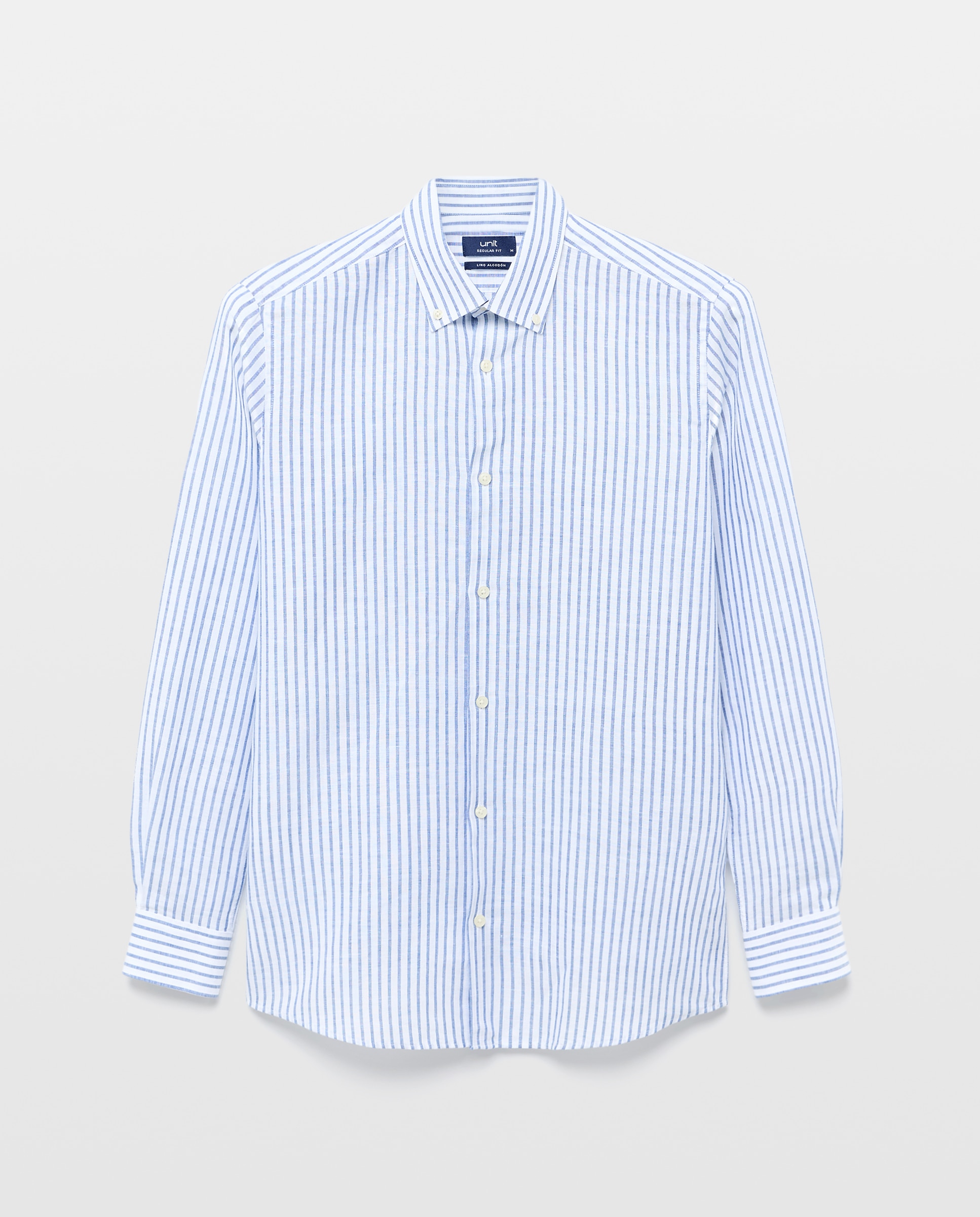Camisa sport hombre lino y algodon rayas Blanco-4