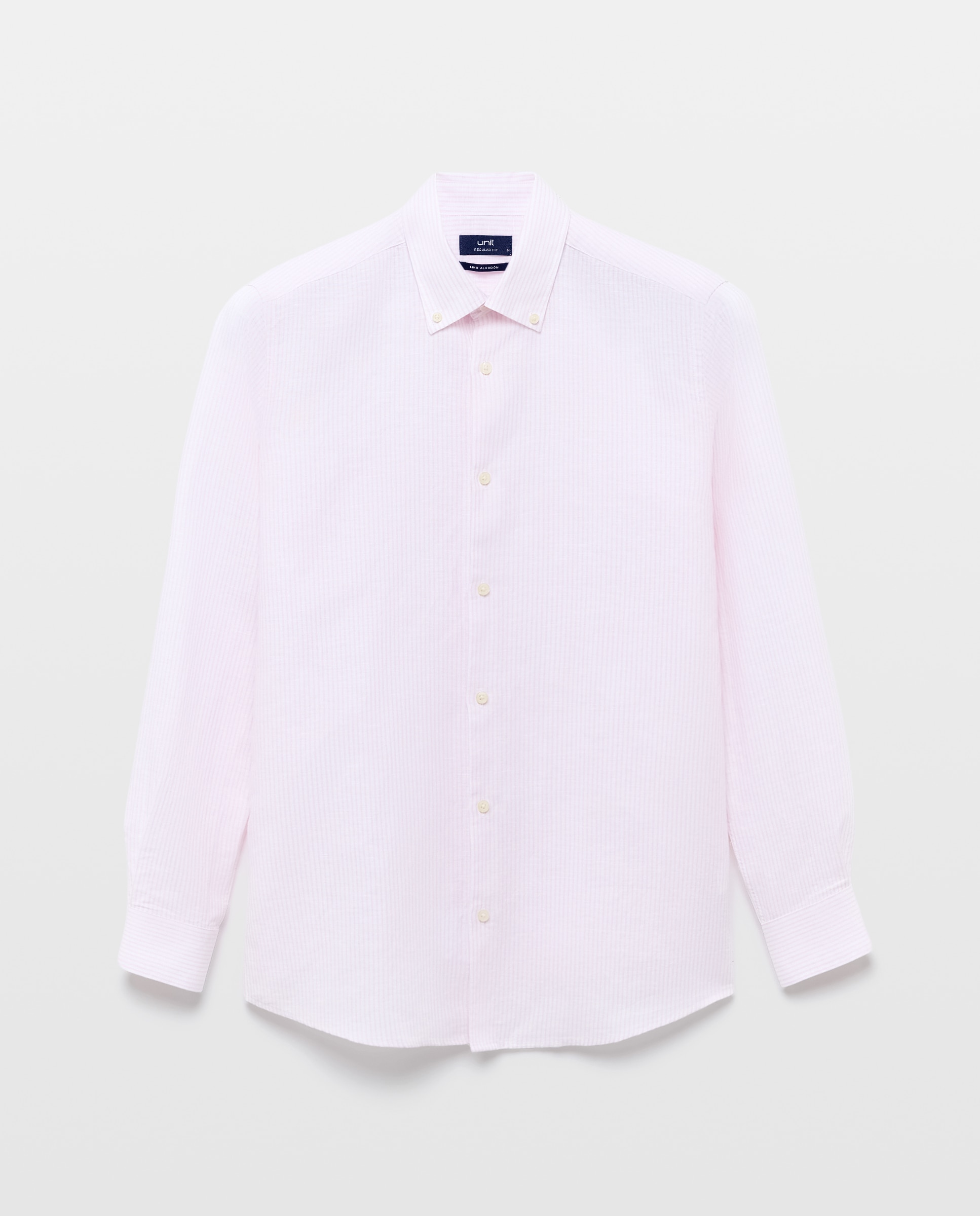 Camisa sport hombre lino y algodon rayas 200 Rosa-4