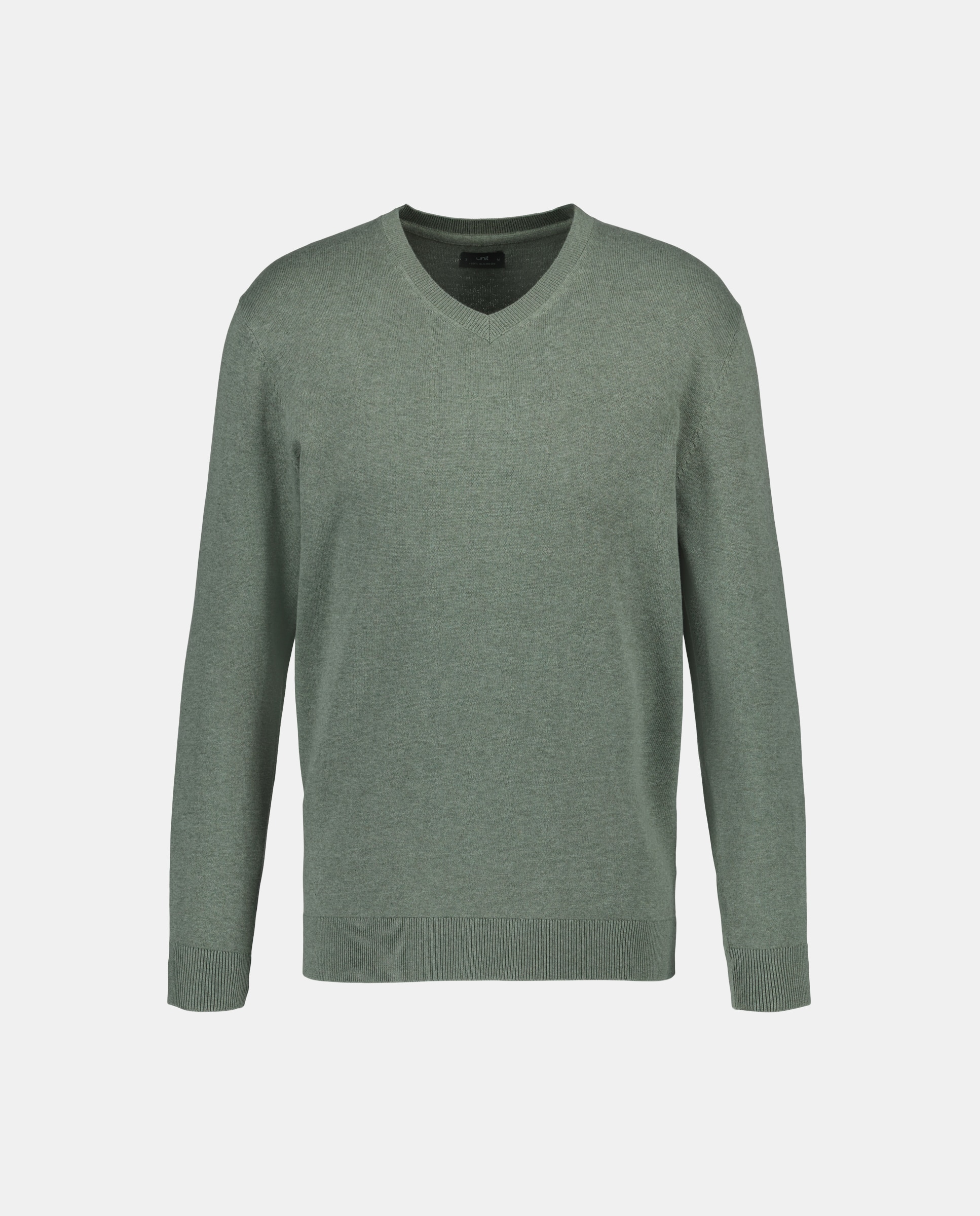 Jersey de hombre cuello pico liso algodón 100% Verde-4