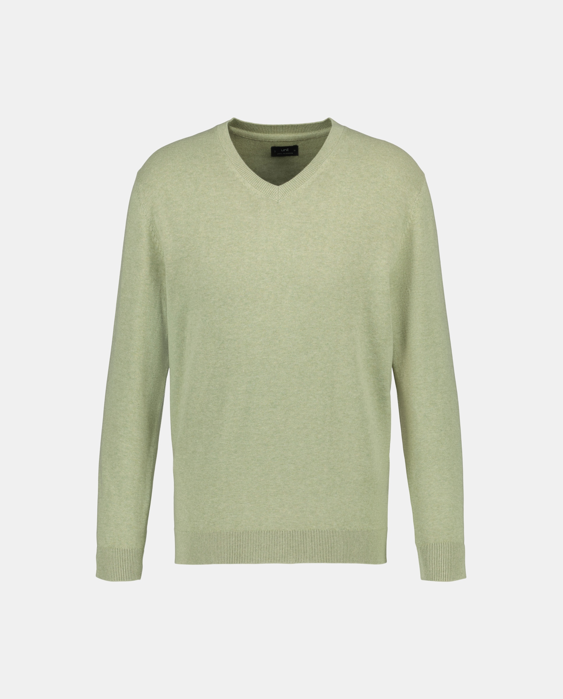 Jersey de hombre cuello pico liso algodón 100% 510 Verde claro-4