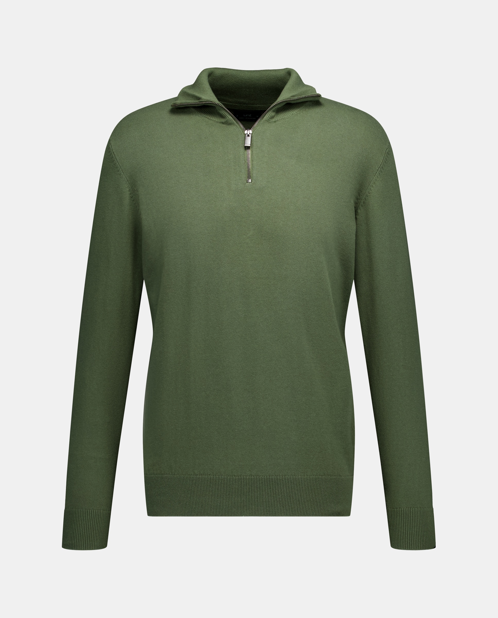 Jersey de hombre media cremallera liso algodón 100% 520 Kaki-4