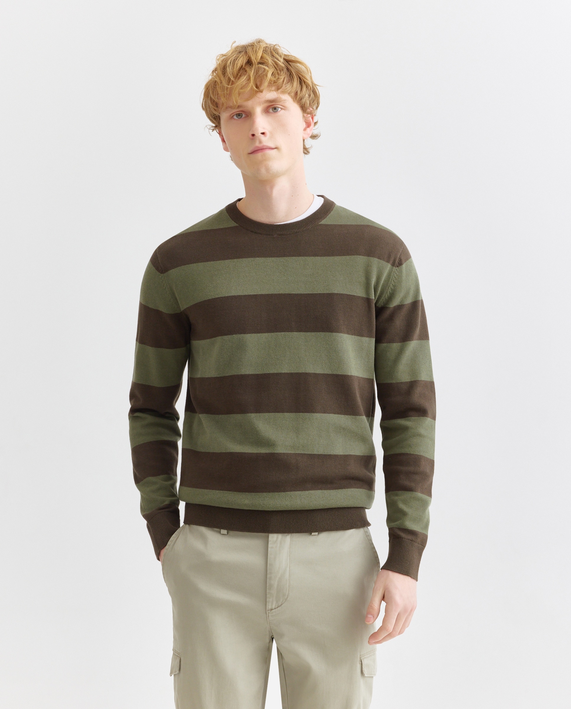 Imagen 0 de Jersey de hombre cuello caja rayas algodón 100%